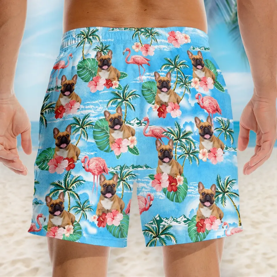 Custom Photo Beach Vibes And Wagging Tails - Dog & Cat Personalized Custom Tropical Hawaiian Aloha Men Beach Shorts - Summer Vacation Gift, Birthday Party Gift For Pet Owners, Pet Lovers - Image 3