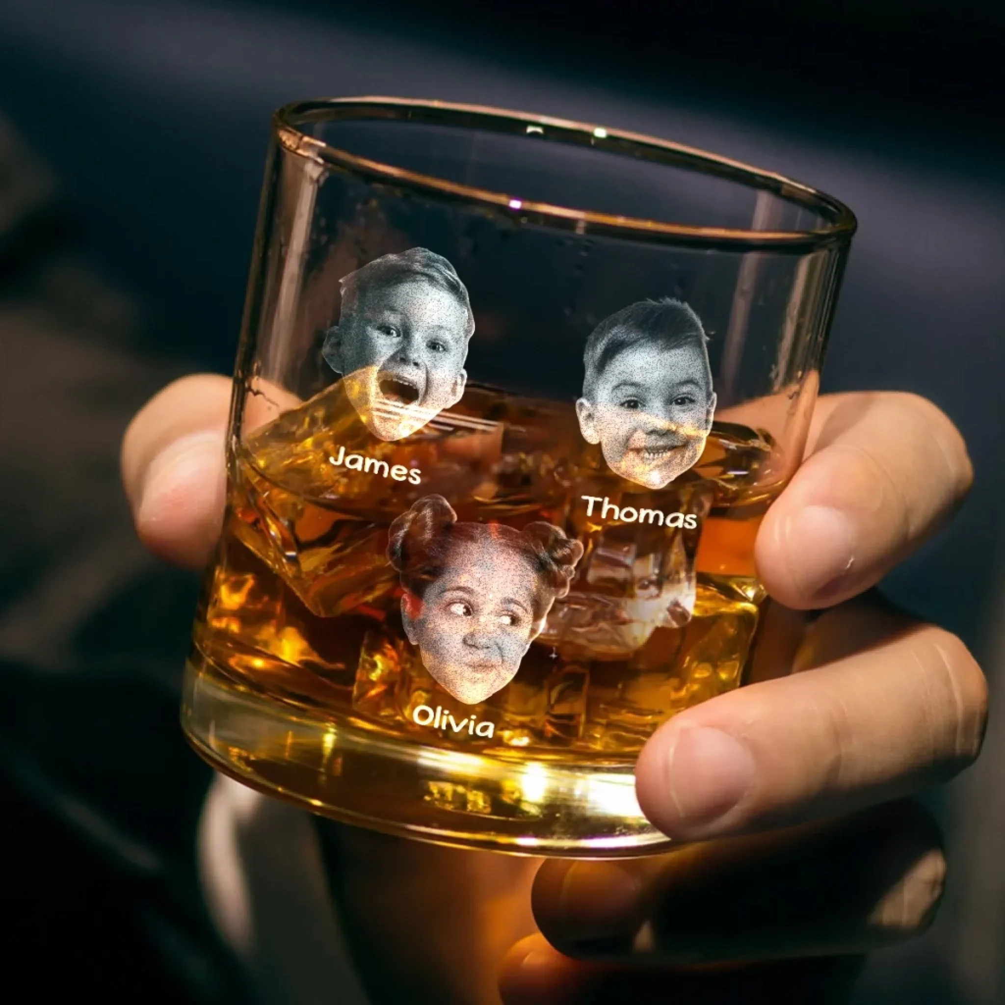 Custom Photo Because Of Me, You Deserve This Drink - Family Personalized Custom Whiskey Glass With Bottom And Side Engraving - Father's Day, Gift For Dad, Grandpa - Image 3
