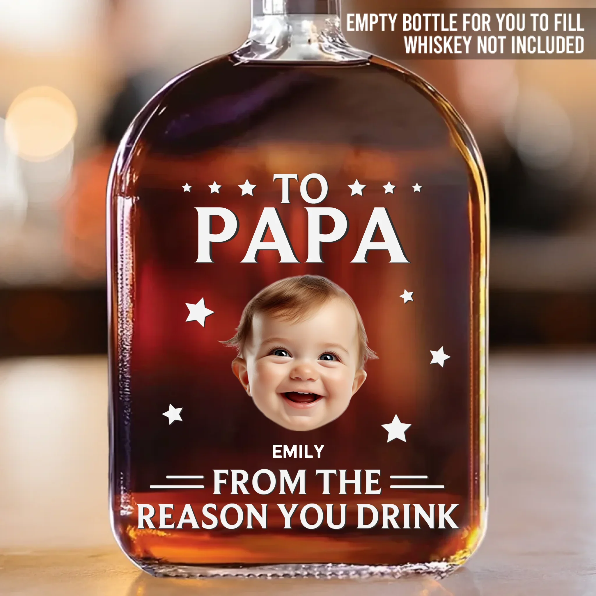 Custom Photo Because We Make Life Interesting - Family Personalized Custom Whiskey Bottle - Father's Day, Gift For Dad, Grandpa - Image 2