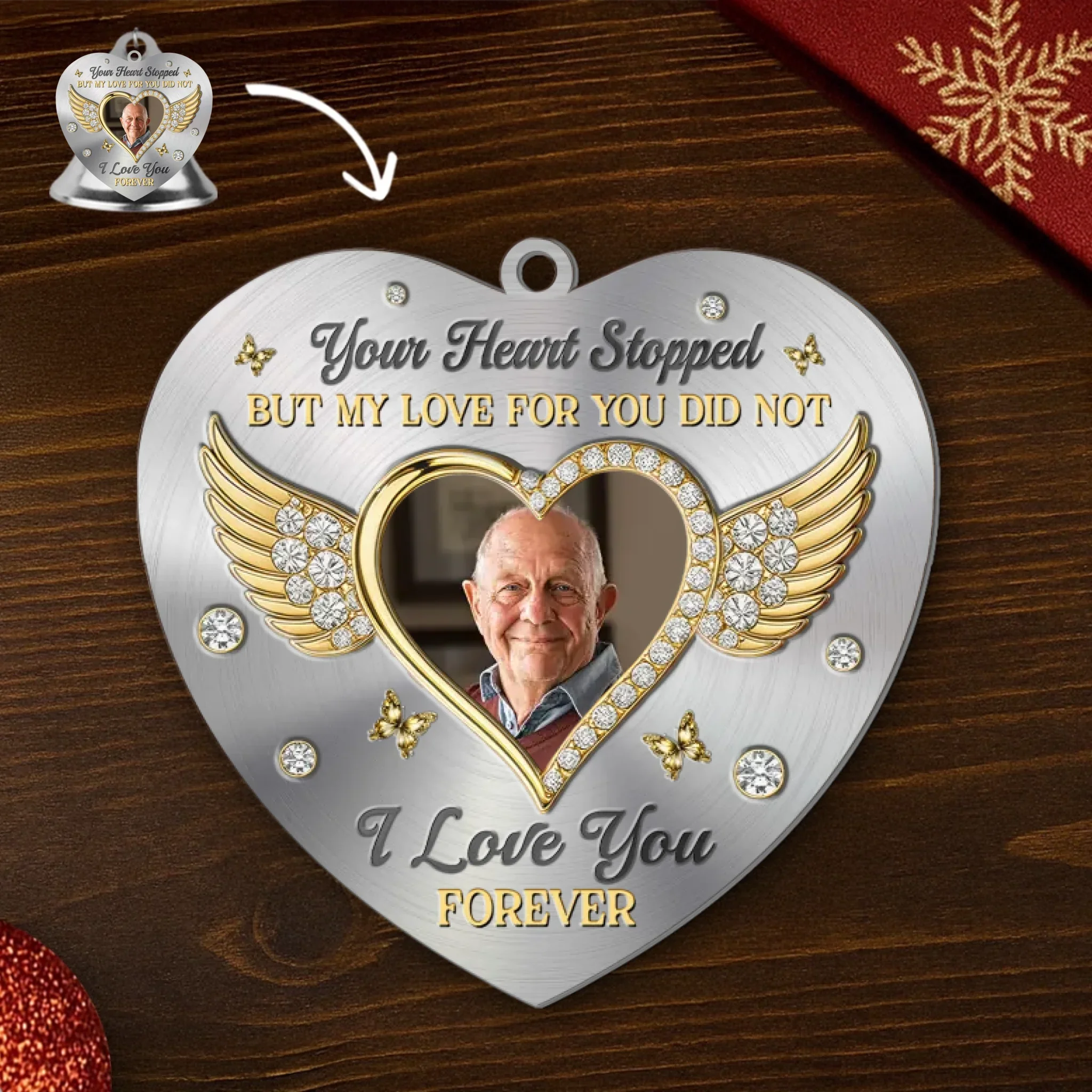 Custom Photo Bell Ornament With Charms - Personalized Memorial Sympathy Gifts For Loss Of Mom, Dad - A Life That Echoes In Love - Image 2