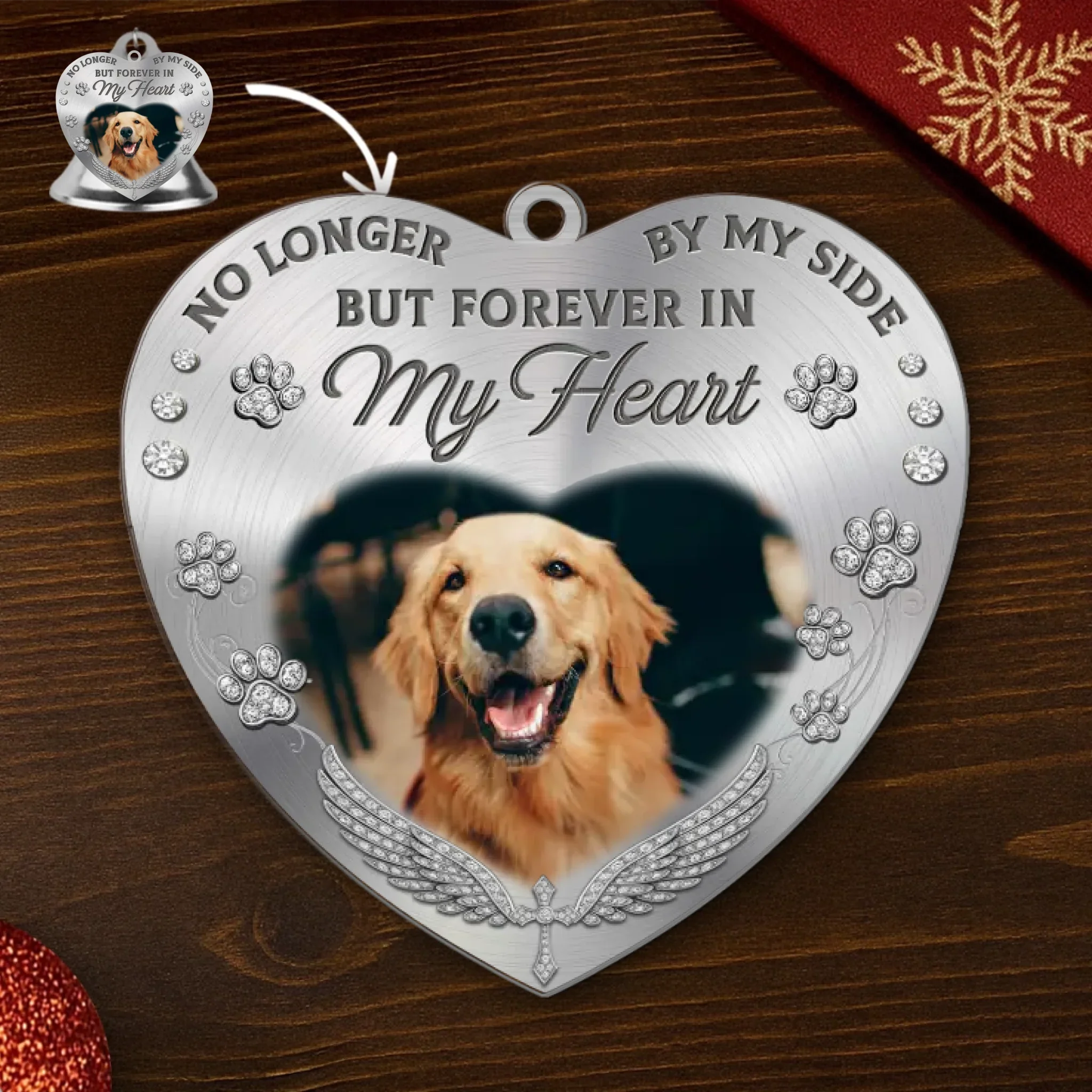 Custom Photo Bell Ornament With Charms - Personalized Pet Christmas Memorial Sympathy Gifts For Dogs, Cats - Memories Wag Through Every Day - Image 2