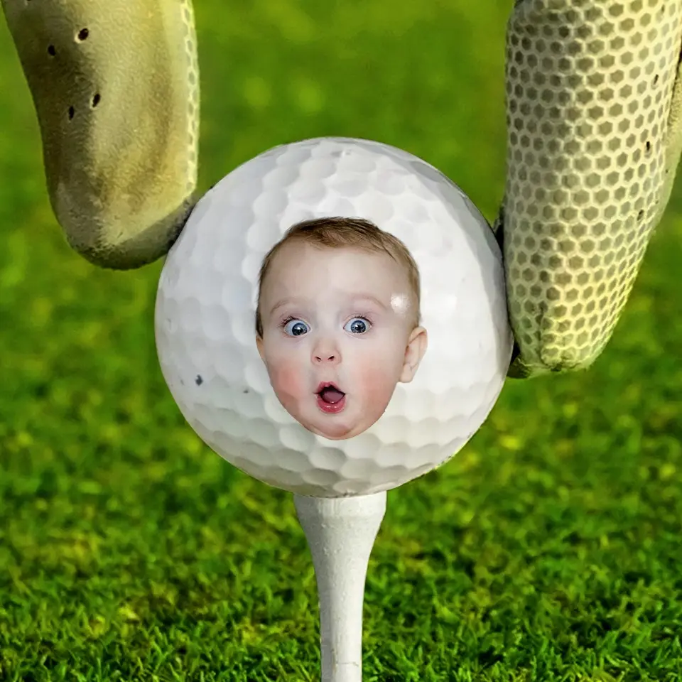 Custom Photo Best Dad By Par - Family Personalized Custom Golf Ball - Gift For Dad, Pet Owners, Pet Lovers - Image 3