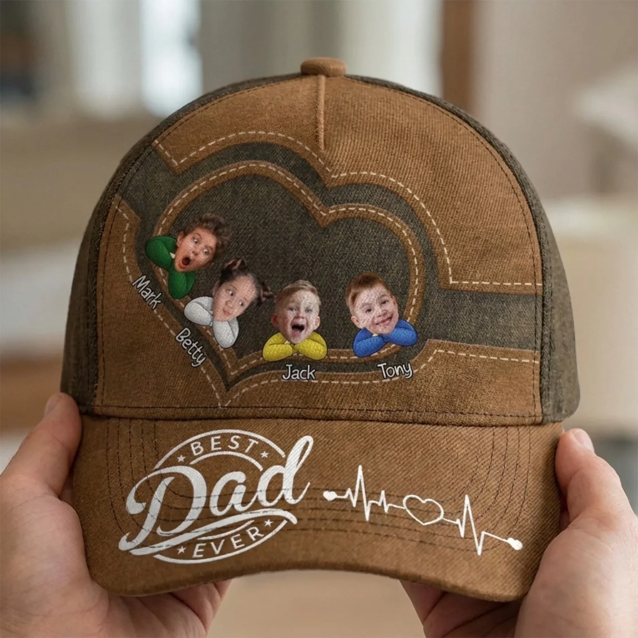 Custom Photo Best Papa Ever - Family Personalized Custom Hat, All Over Print Classic Cap - Father's Day, Gift For Dad, Grandpa - Image 3
