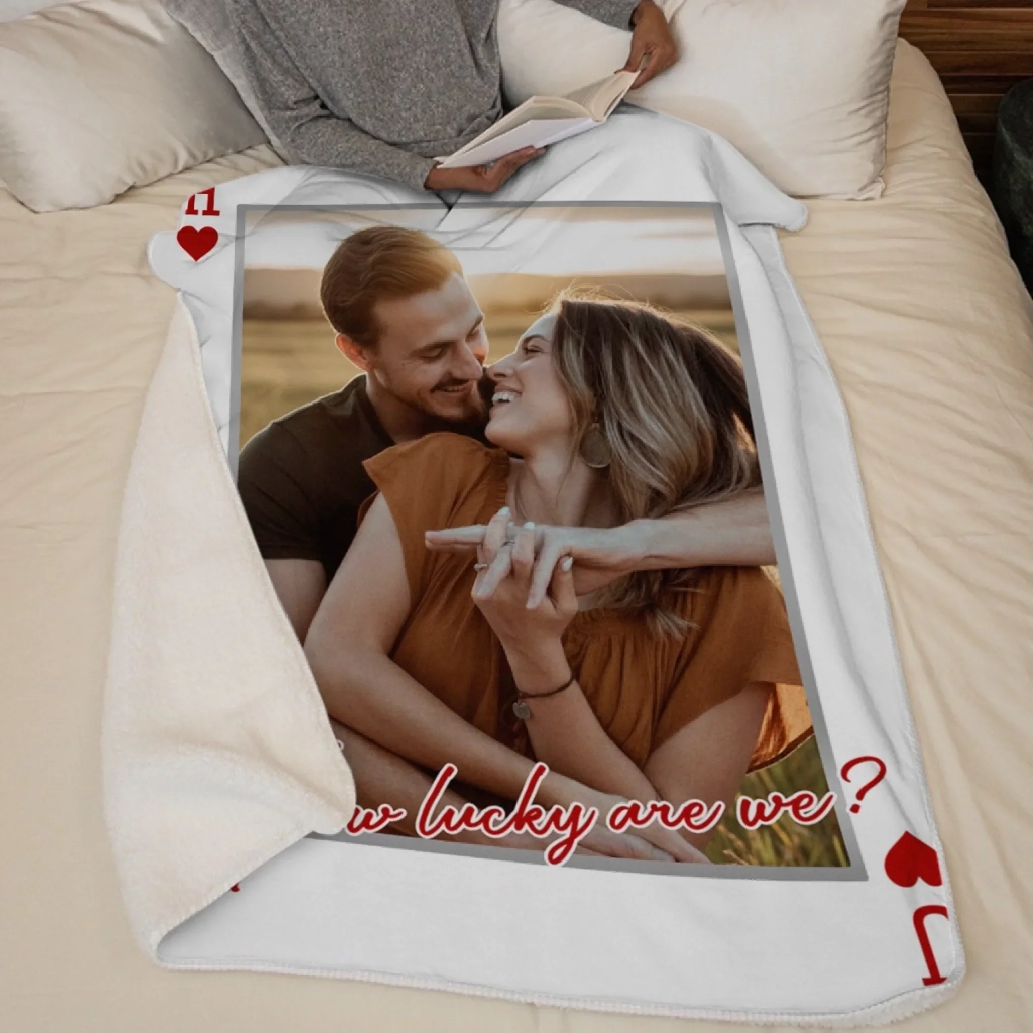 Custom Photo Blanket - Personalized Anniversary Wedding Gifts For Husband And Wife, Him And Her - Lucky Looks Good On Us - Image 7