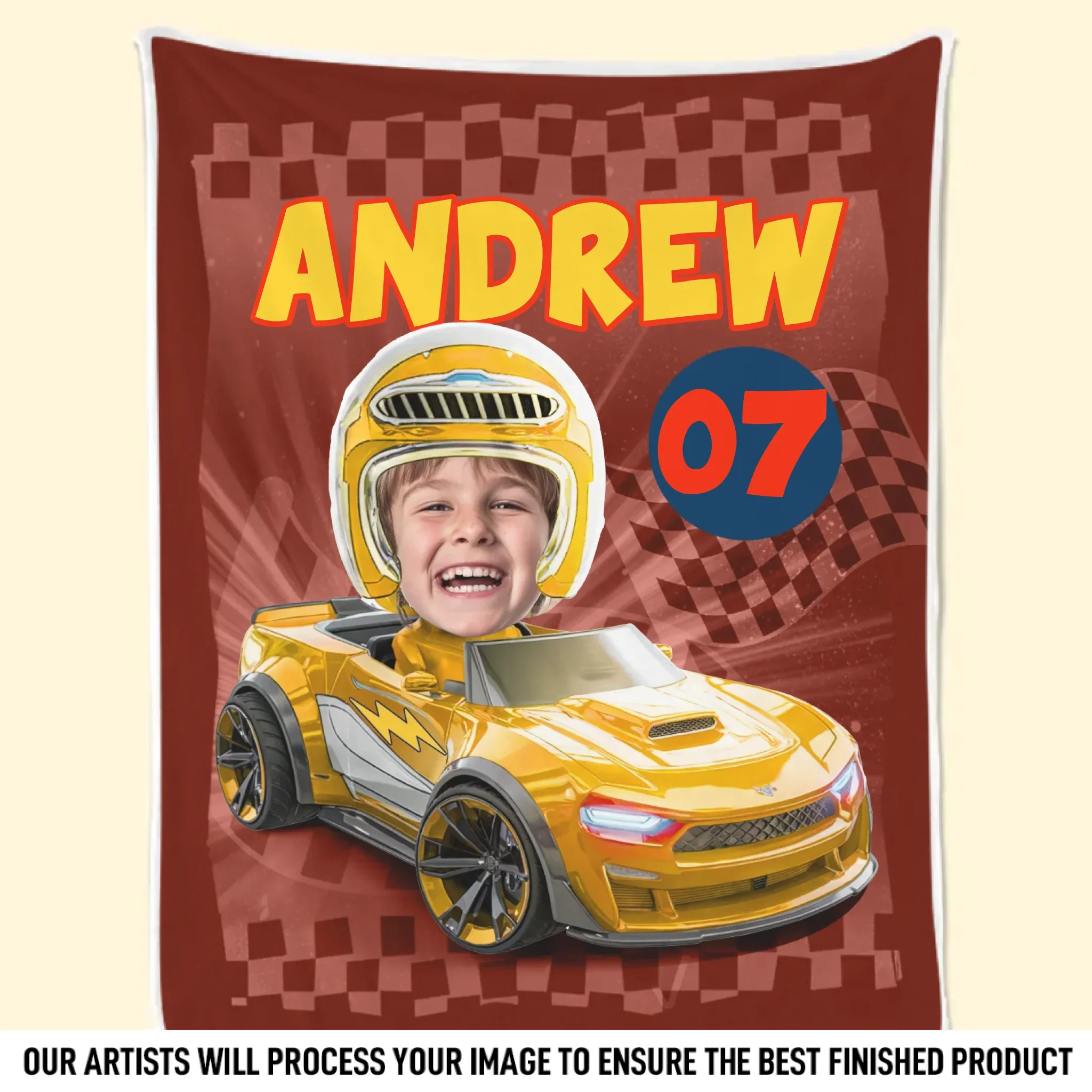 Custom Photo Blanket - Personalized Birthday Gifts For Kids - Racing My Own Way - Image 3