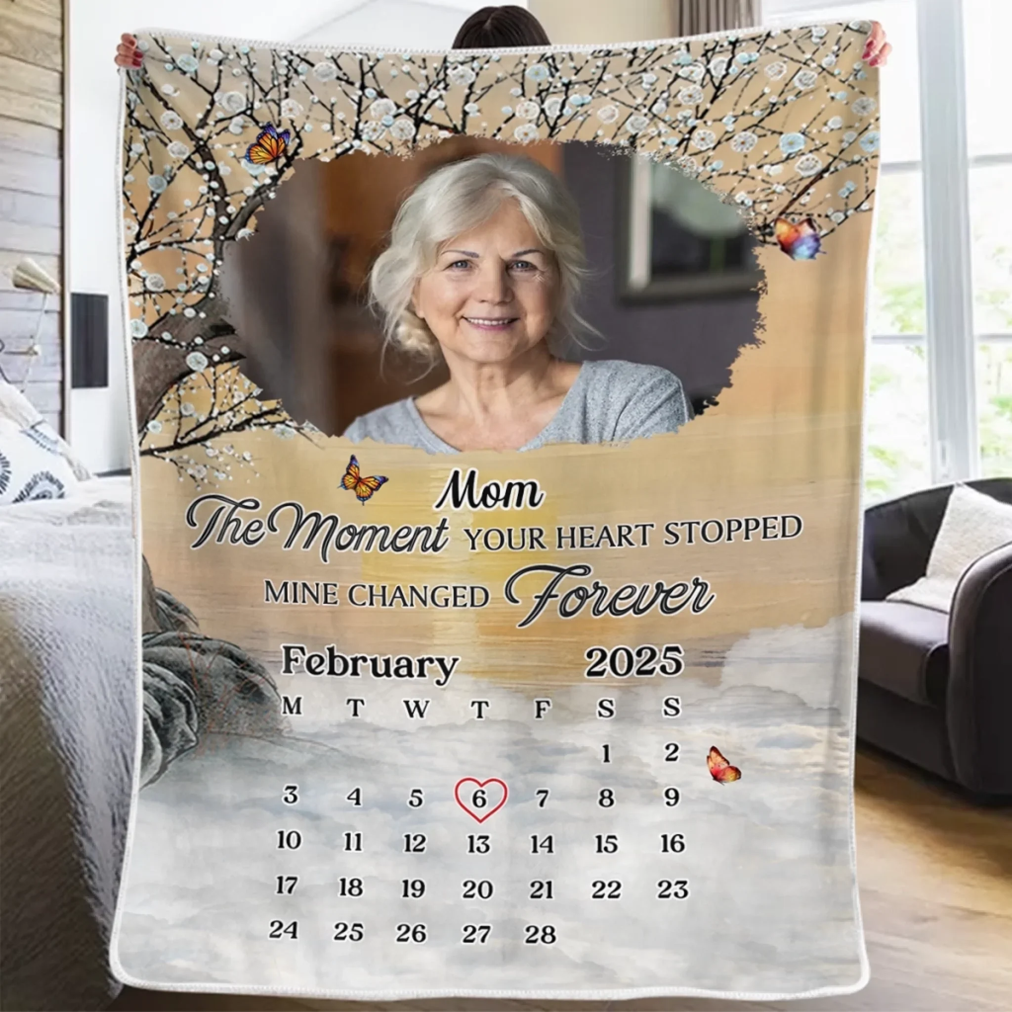 Custom Photo Blanket - Personalized Memorial Sympathy Gifts For Loss Of Mom, Dad - I Carry You In My Heart - Image 3