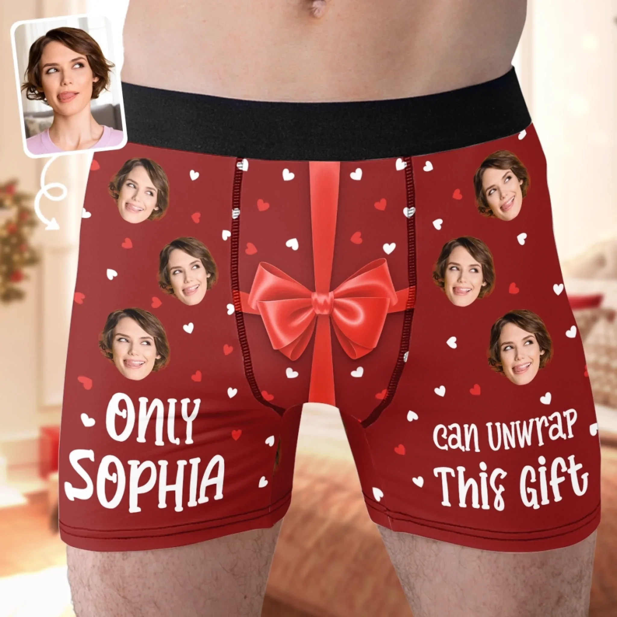 Custom Photo Boxer Briefs, Men's Boxers - Personalized Anniversary Christmas Wedding Gifts For Husband And Wife, Him And Her - Unwrap With Love
