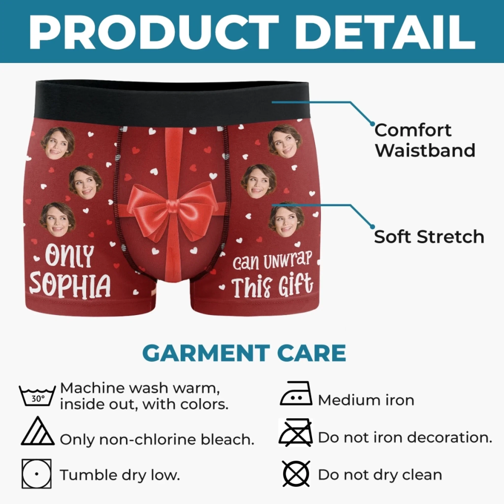 Custom Photo Boxer Briefs, Men's Boxers - Personalized Anniversary Christmas Wedding Gifts For Husband And Wife, Him And Her - Unwrap With Love - Image 5
