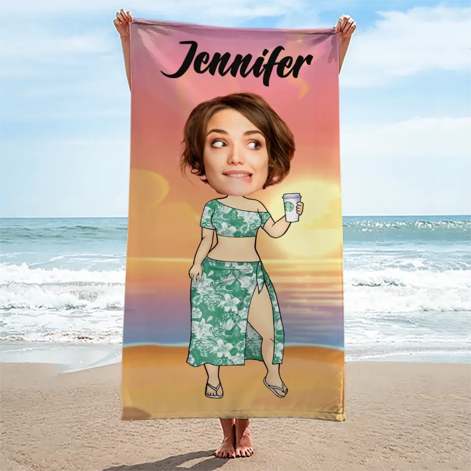Custom Photo Call Me On My Shellphone - Family Personalized Custom Beach Towel - Summer Vacation Gift, Birthday Pool Party Gift For Husband Wife, Family Members - Image 4