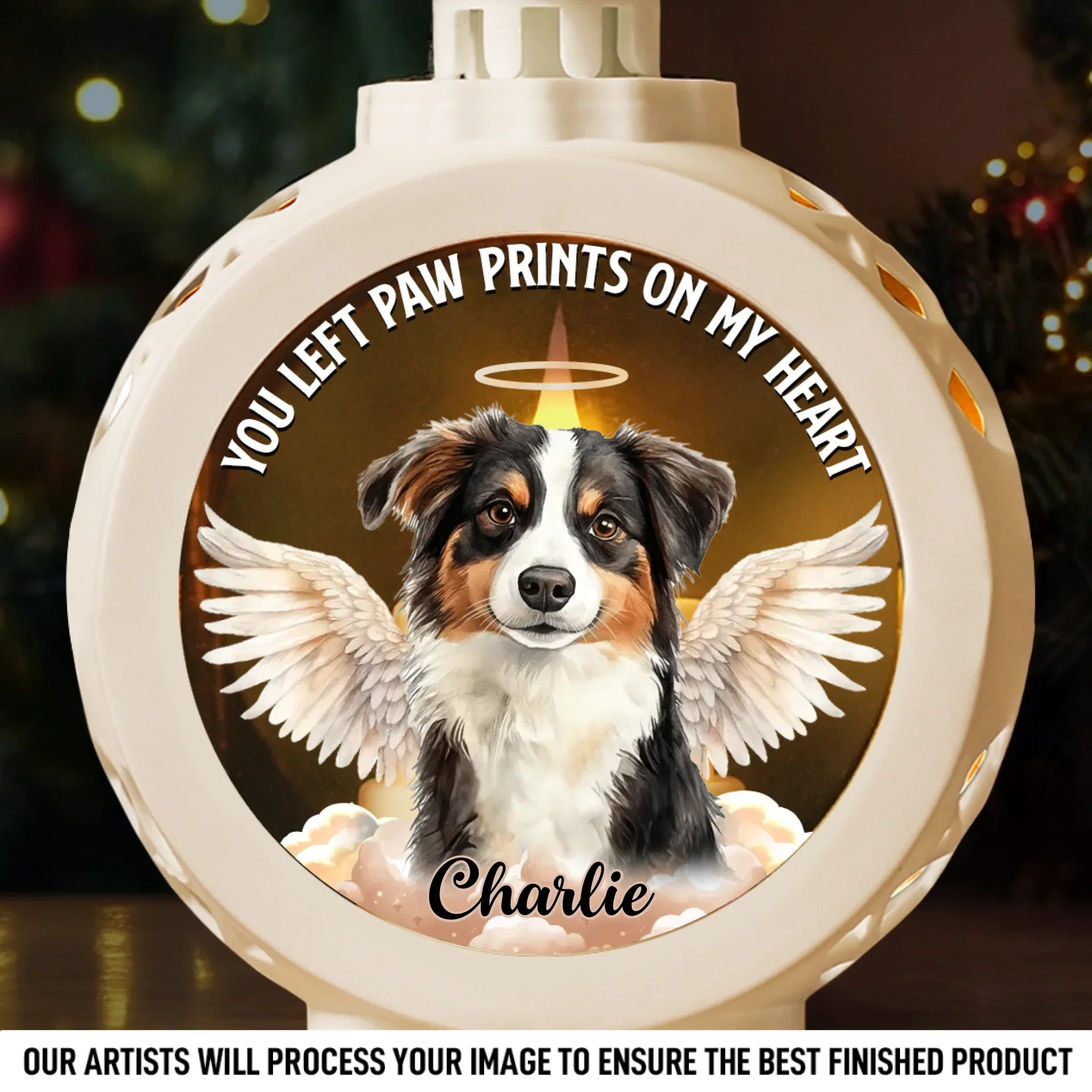Custom Photo Candlelight Lantern Ornament - Personalized Pet Christmas Memorial Sympathy Gifts For Dogs, Cats - Forever Loved In Gentle Silence - Image 3