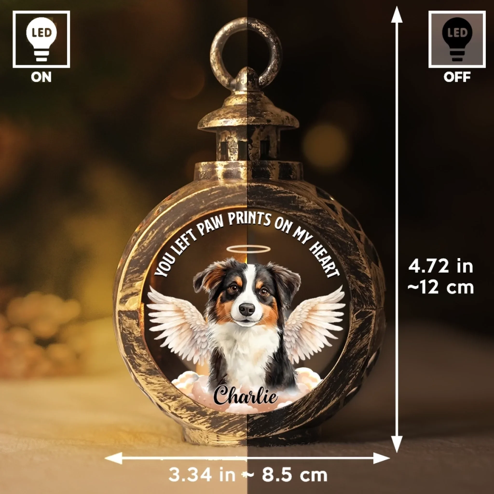 Custom Photo Candlelight Lantern Ornament - Personalized Pet Christmas Memorial Sympathy Gifts For Dogs, Cats - Forever Loved In Gentle Silence - Image 6
