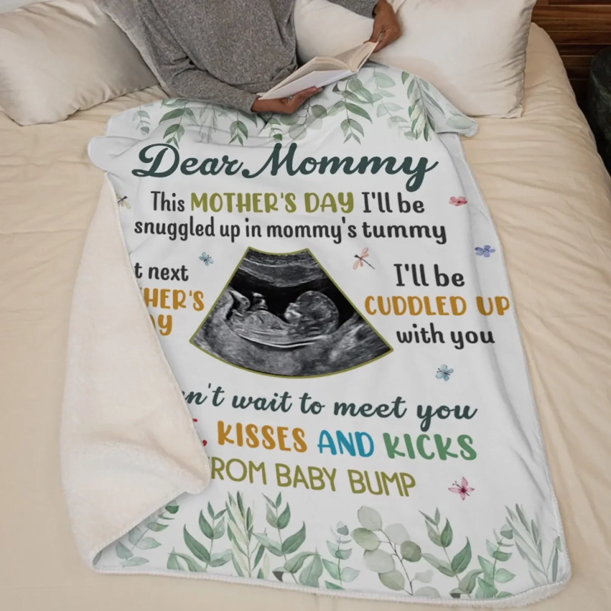 Custom Photo Can't Wait To Meet You, Mommy - Family Personalized Custom Blanket - Mother's Day, Baby Shower Gift, Gift For First Mom - Image 5