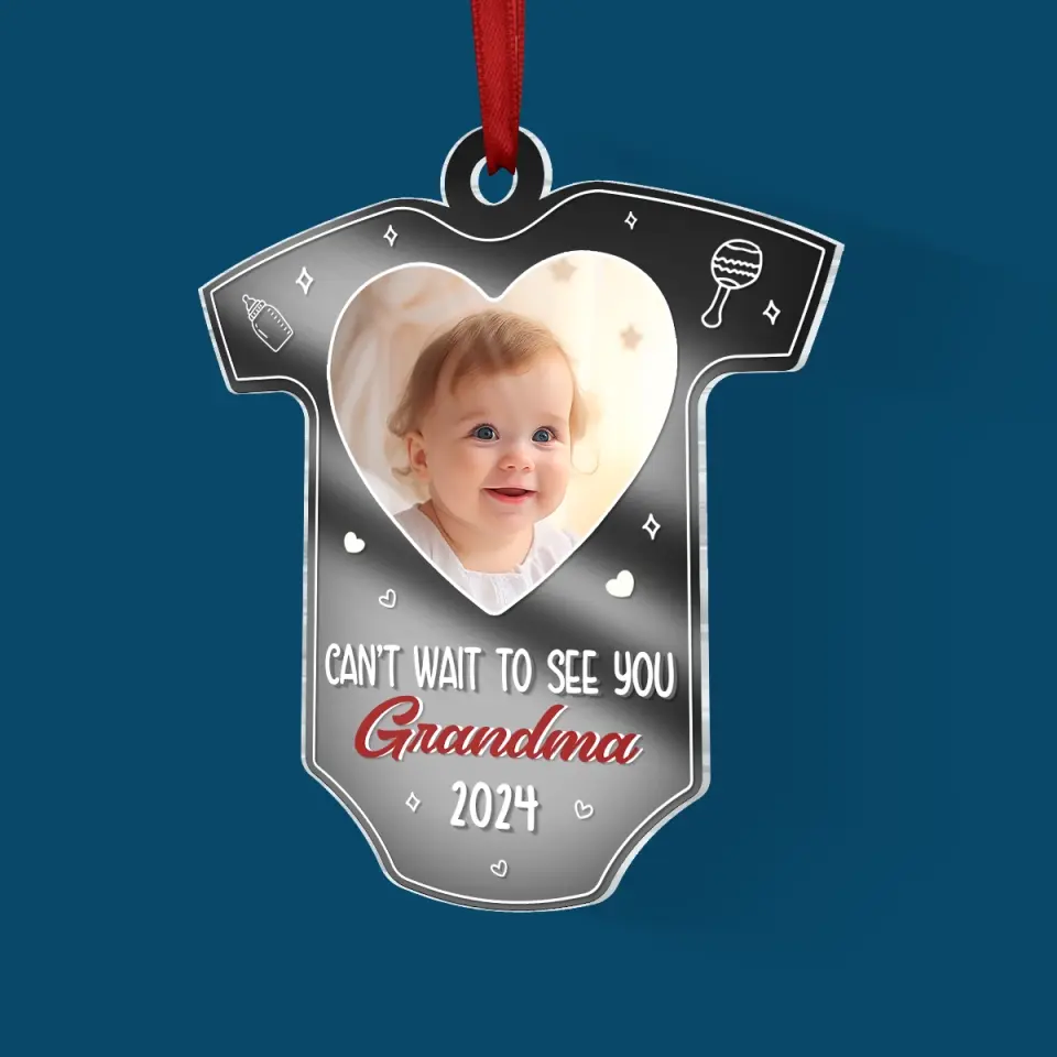Custom Photo Can't Wait To See You - Family Personalized Custom Mirrored Acrylic Ornament - Christmas Gift For Baby Kids, Newborn Baby - Image 5
