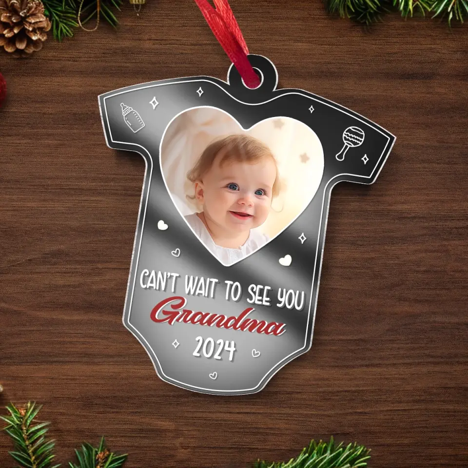 Custom Photo Can't Wait To See You - Family Personalized Custom Mirrored Acrylic Ornament - Christmas Gift For Baby Kids, Newborn Baby - Image 6