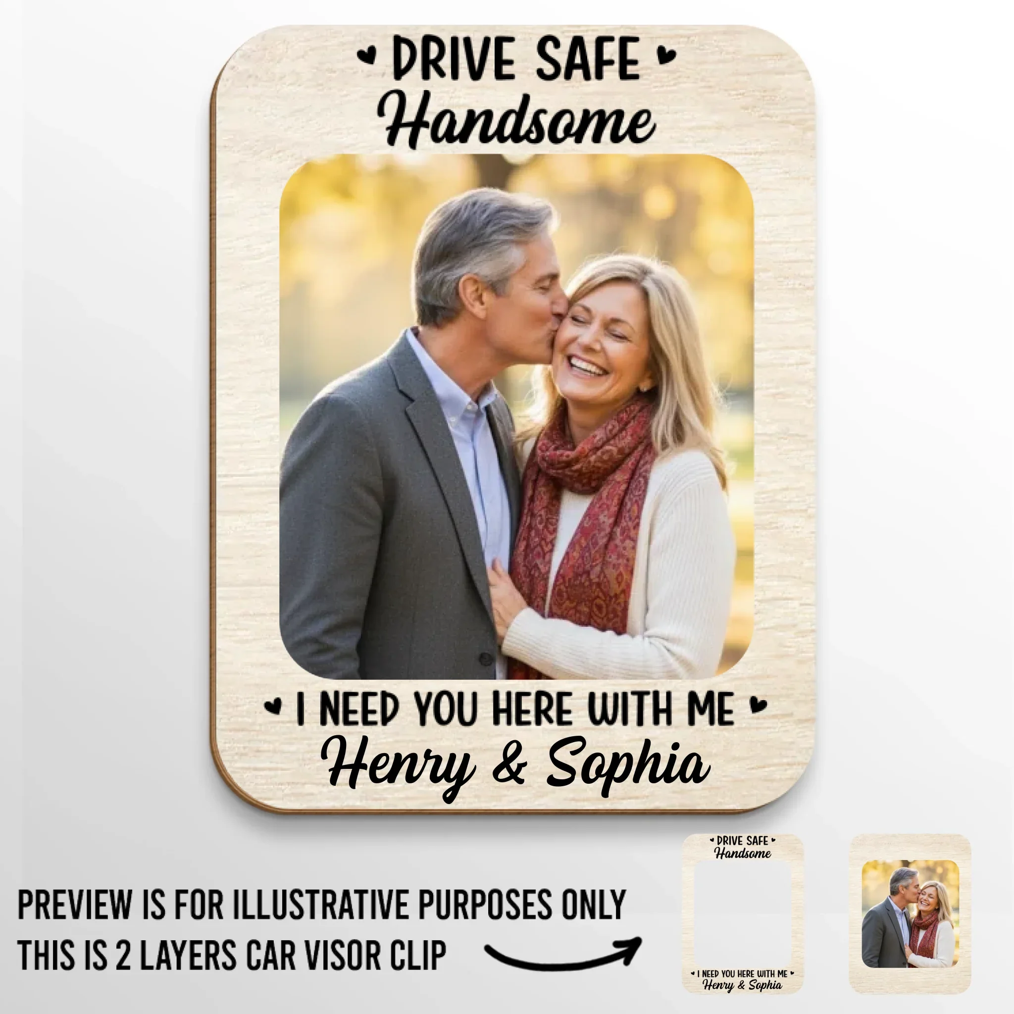 Custom Photo Car Visor Clip - Personalized Anniversary Wedding Gifts For Husband And Wife, Him And Her - I Need You Here With Me - Image 2