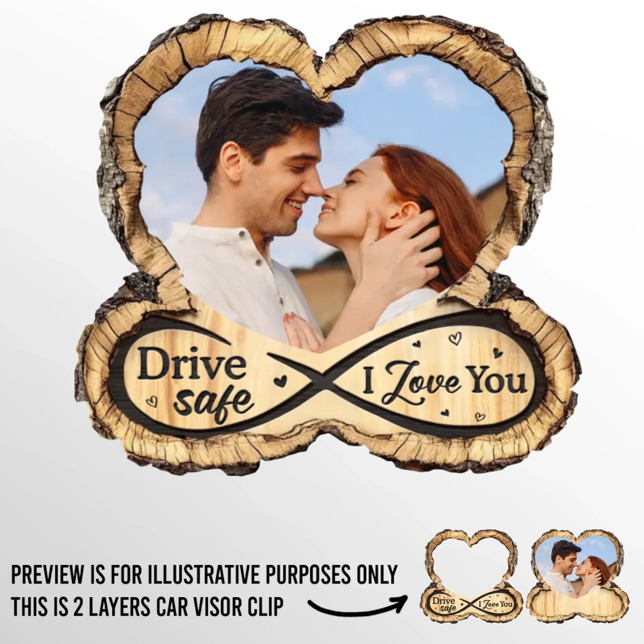 Custom Photo Car Visor Clip - Personalized Anniversary Wedding Gifts For Husband And Wife, Him And Her - You And Me Always Work - Image 2