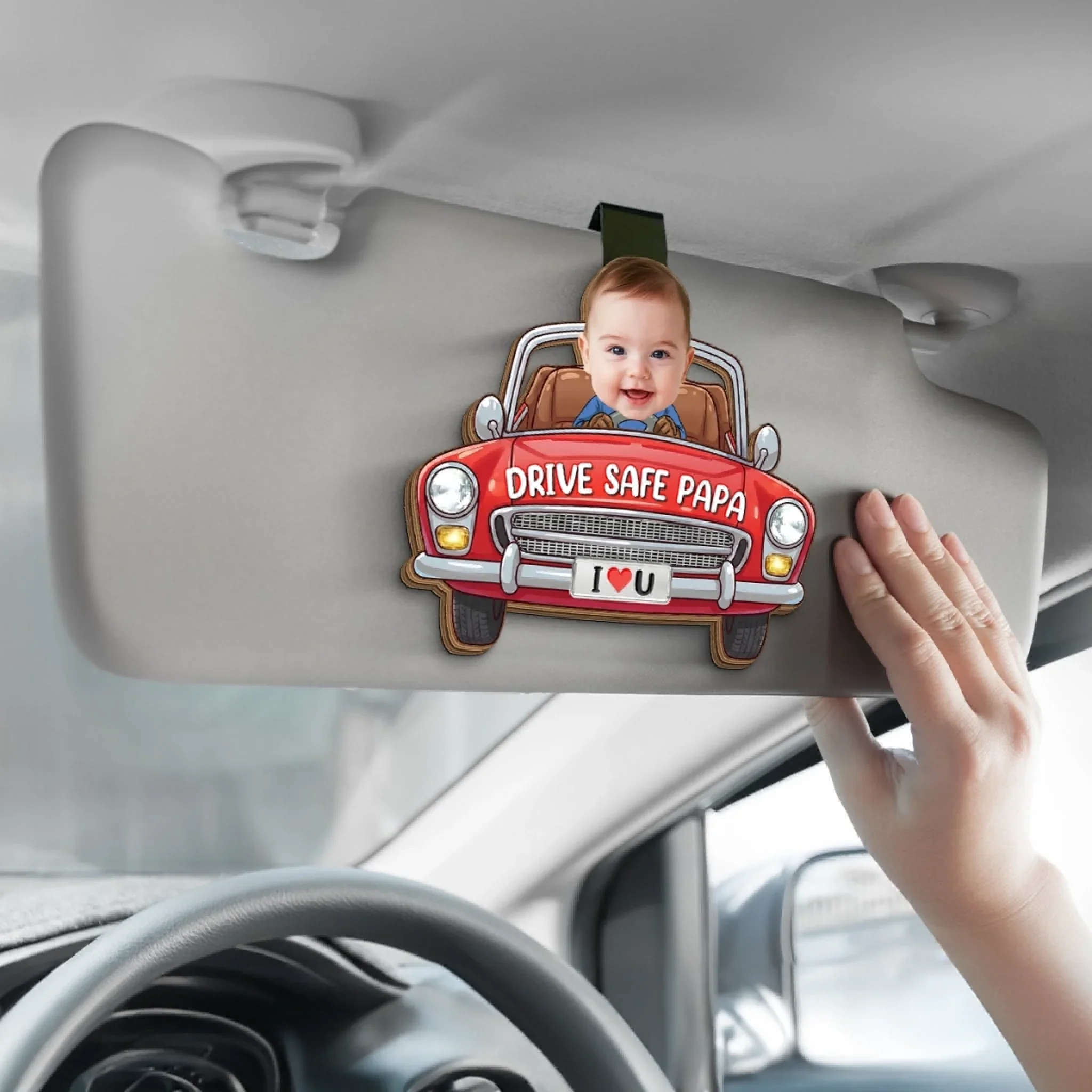 Custom Photo Car Visor Clip - Personalized Birthday Gifts For Dad, Grandpa - Carry My Love With You - Image 4