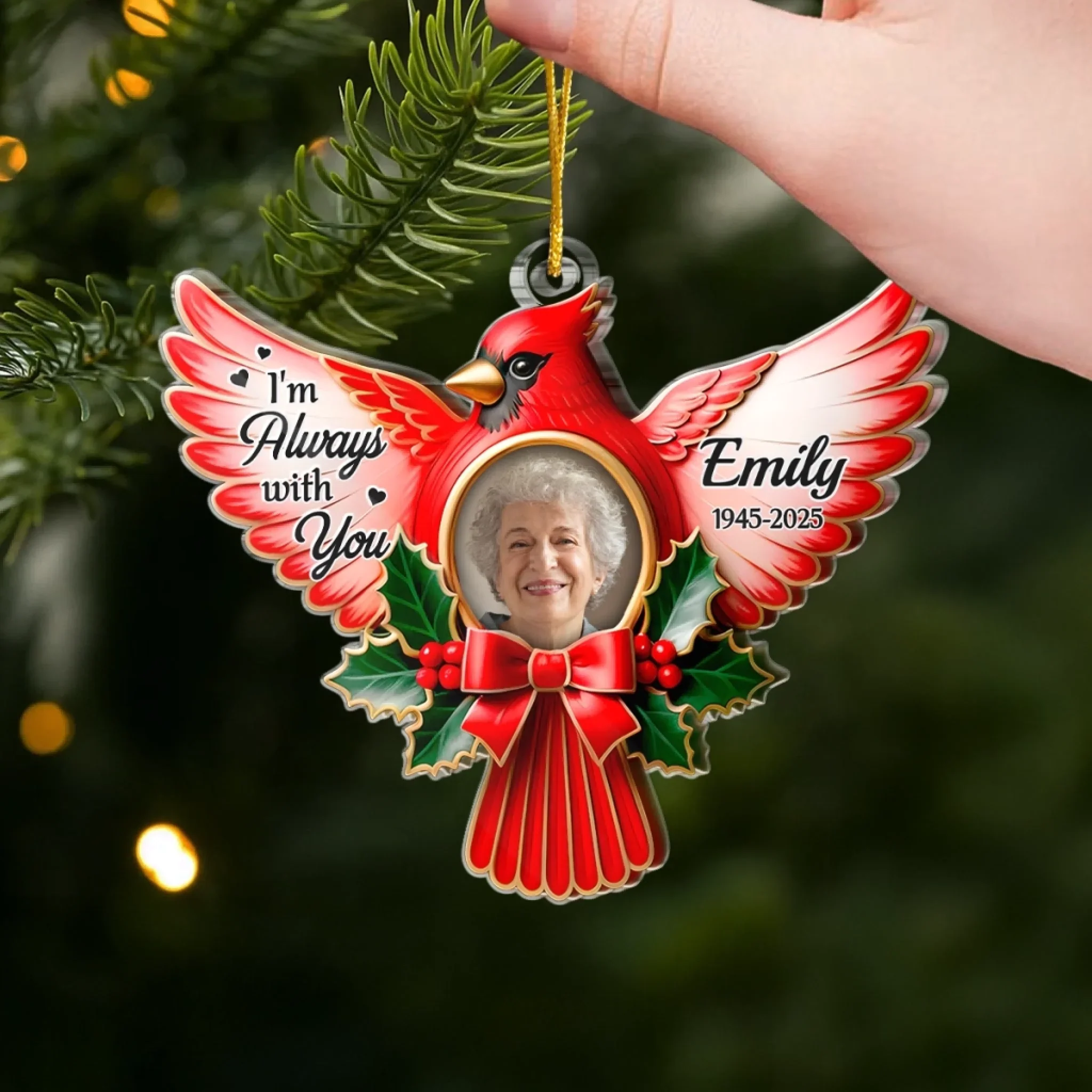Custom Photo Cardinal Acrylic Ornament - Personalized Christmas Memorial Sympathy Gifts For Loss Of Mom, Dad - A Life Remembered With Love - Image 4