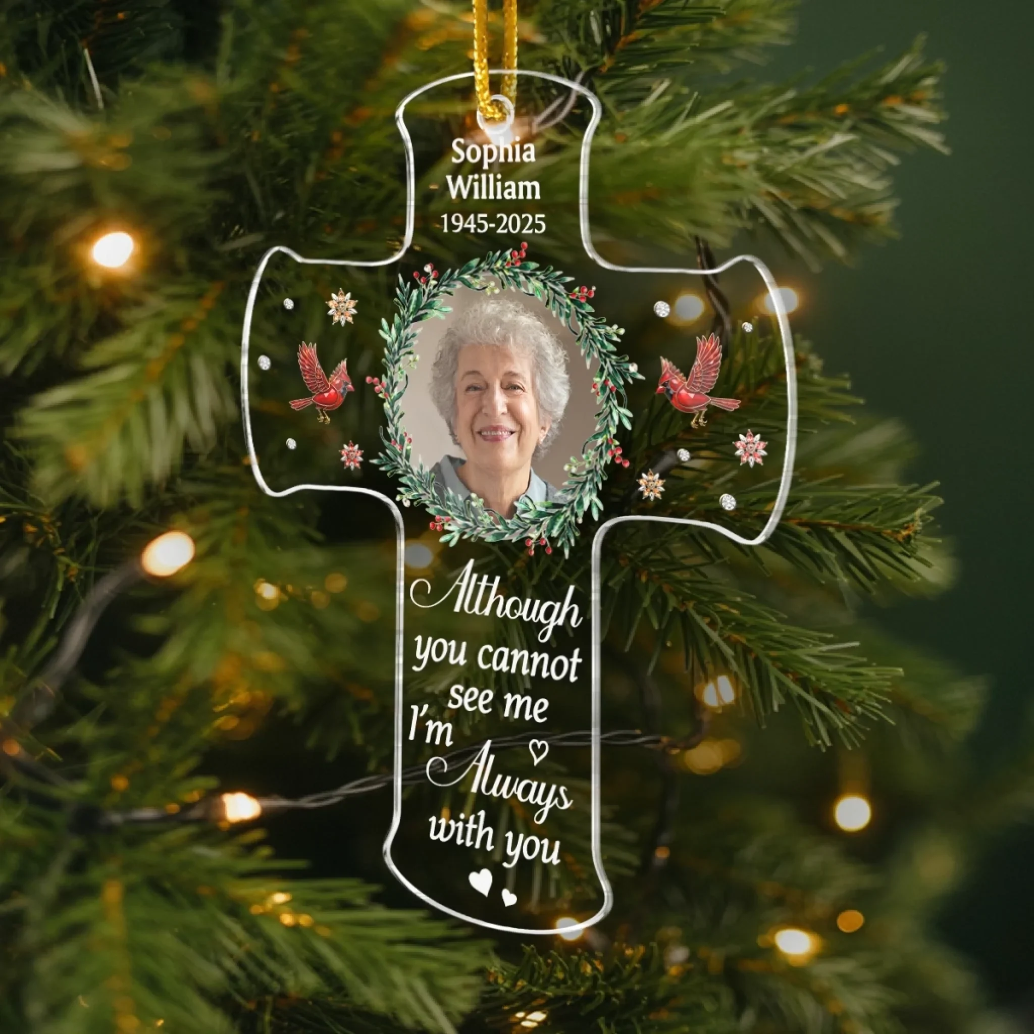 Custom Photo Cardinal Acrylic Ornament - Personalized Christmas Memorial Sympathy Gifts For Loss Of Mom, Dad - Your Spirit Lives Within Me - Image 3