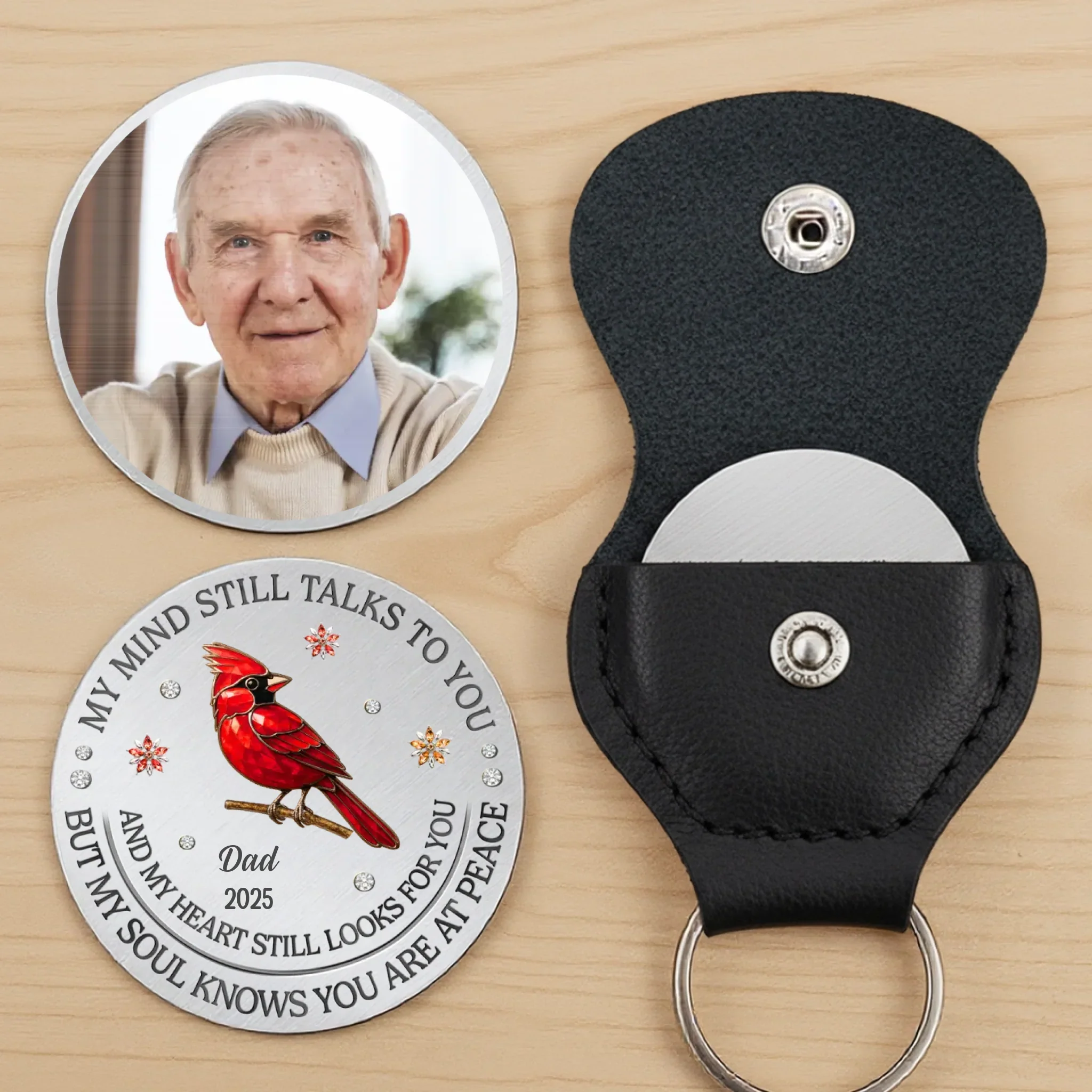 Custom Photo Cardinal Pocket Hug - Personalized Memorial Sympathy Gifts For Loss Of Mom, Dad - Always In My Heart Forever Near - Image 3