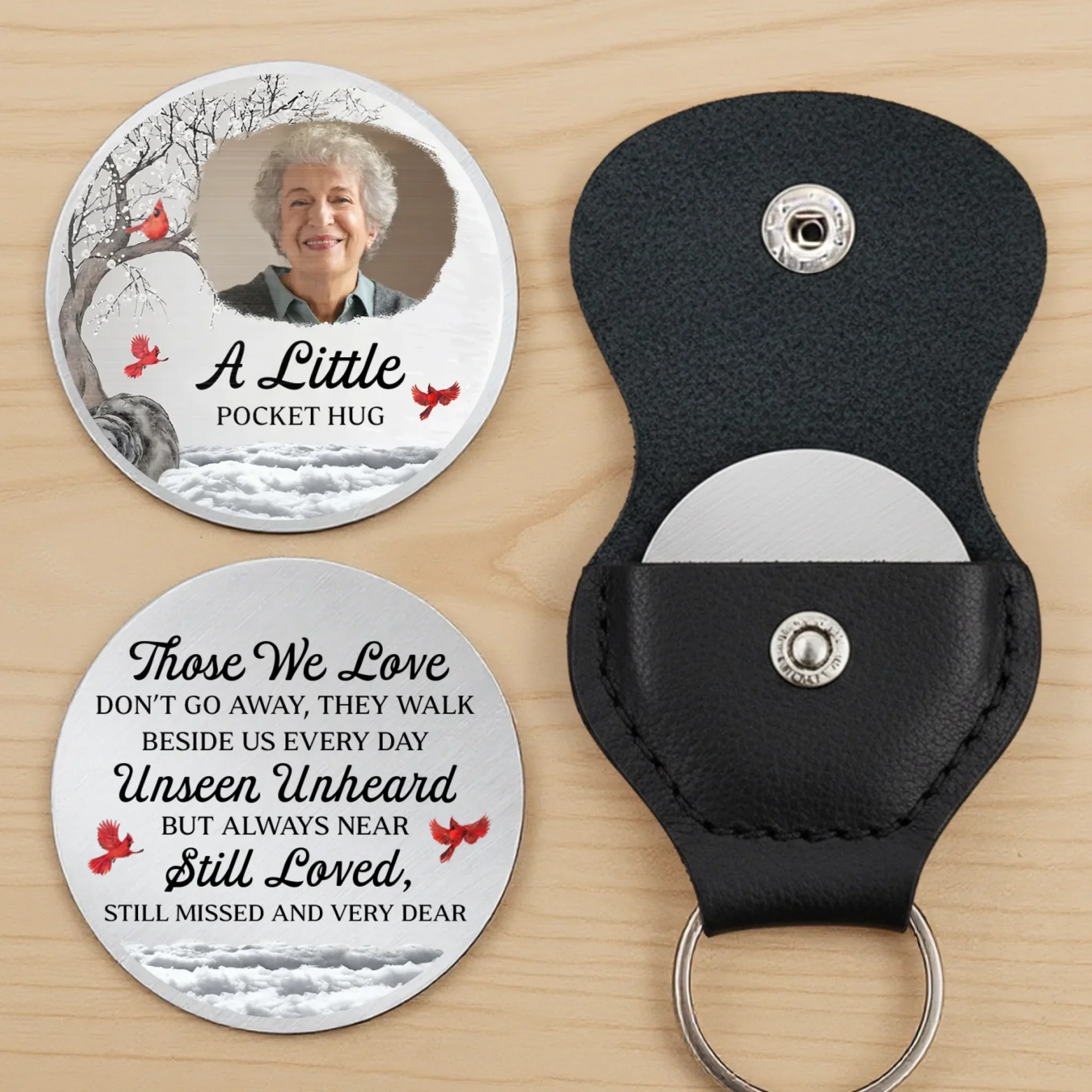 Custom Photo Cardinal Pocket Hug - Personalized Memorial Sympathy Gifts For Loss Of Mom, Dad - Made Just For You - Image 4