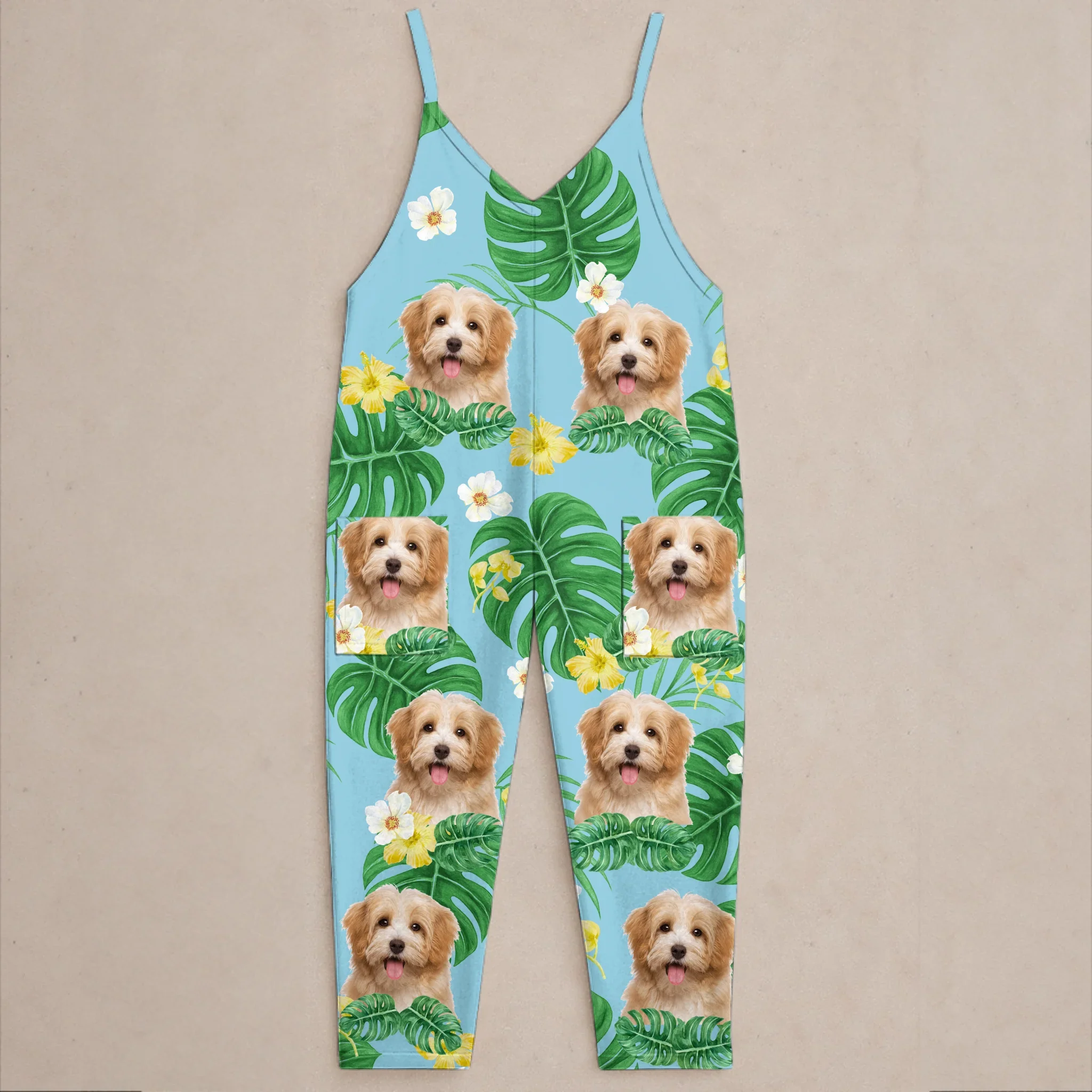 Custom Photo Casual Loose Overalls Jumpsuit - Personalized Summer Vacation And Travel Gifts For Dog Cat Lovers, Dog Dad And Mom, Cat Owners - Life’s Better With Fur - Image 2