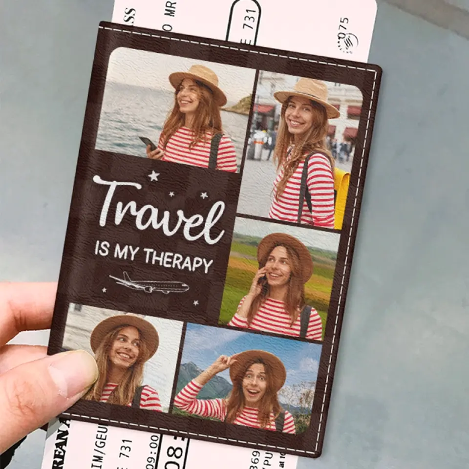 Custom Photo Catch Flights, Not Feelings - Travel Personalized Custom Passport Cover, Passport Holder - Holiday Vacation Gift, Gift For Adventure Travel Lovers - Image 2