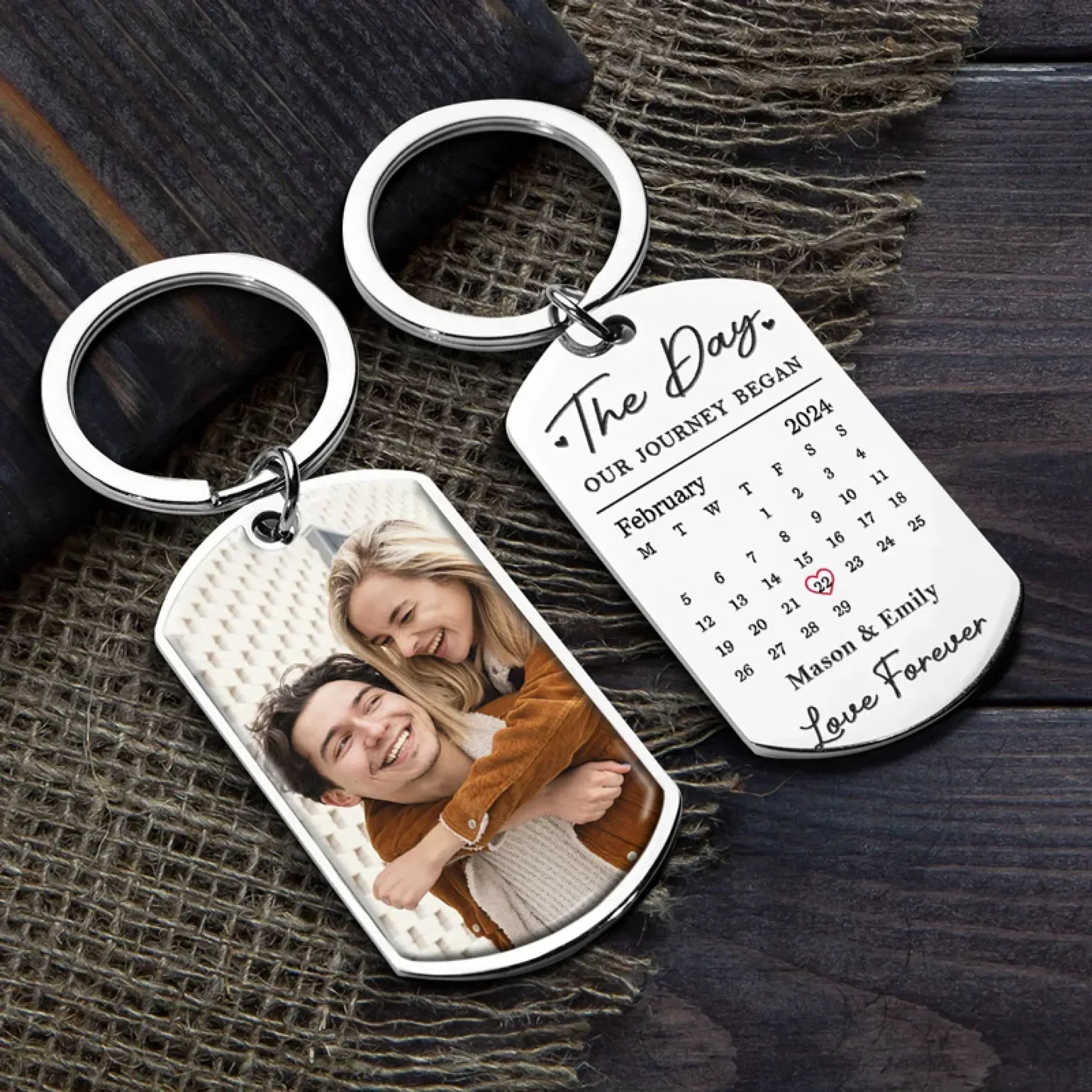Custom Photo Celebrating The Day Our Journey Began - Couple Personalized Custom Keychain - Christmas Gift For Husband Wife, Anniversary - Image 4