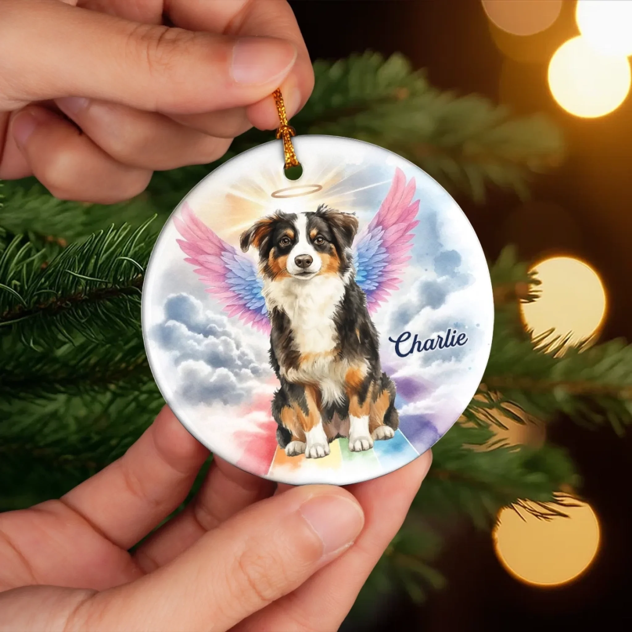 Custom Photo Ceramic Ornament - Personalized Pet Christmas Memorial Sympathy Gifts For Dogs, Cats - Love Lingers In Gentle Paws - Image 5