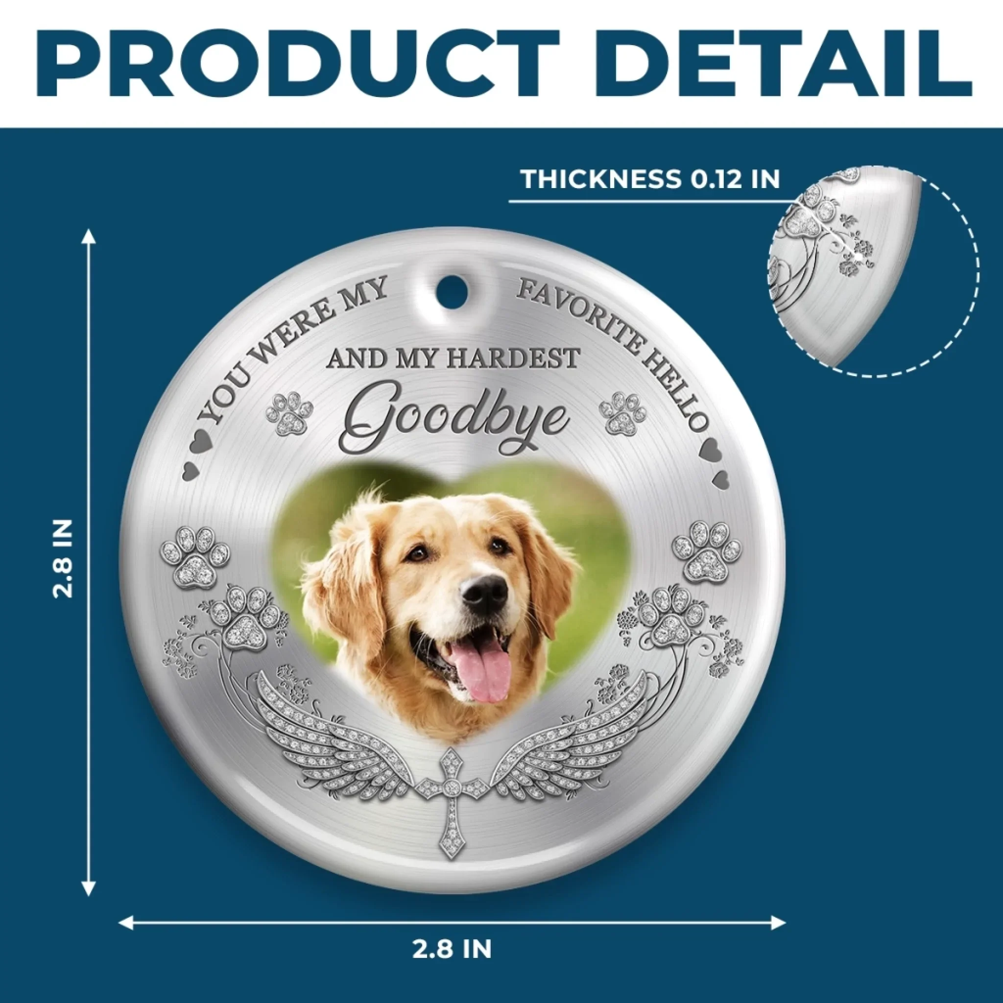 Custom Photo Ceramic Ornament - Personalized Pet Christmas Memorial Sympathy Gifts For Dogs, Cats - My Angel With Paws - Image 6