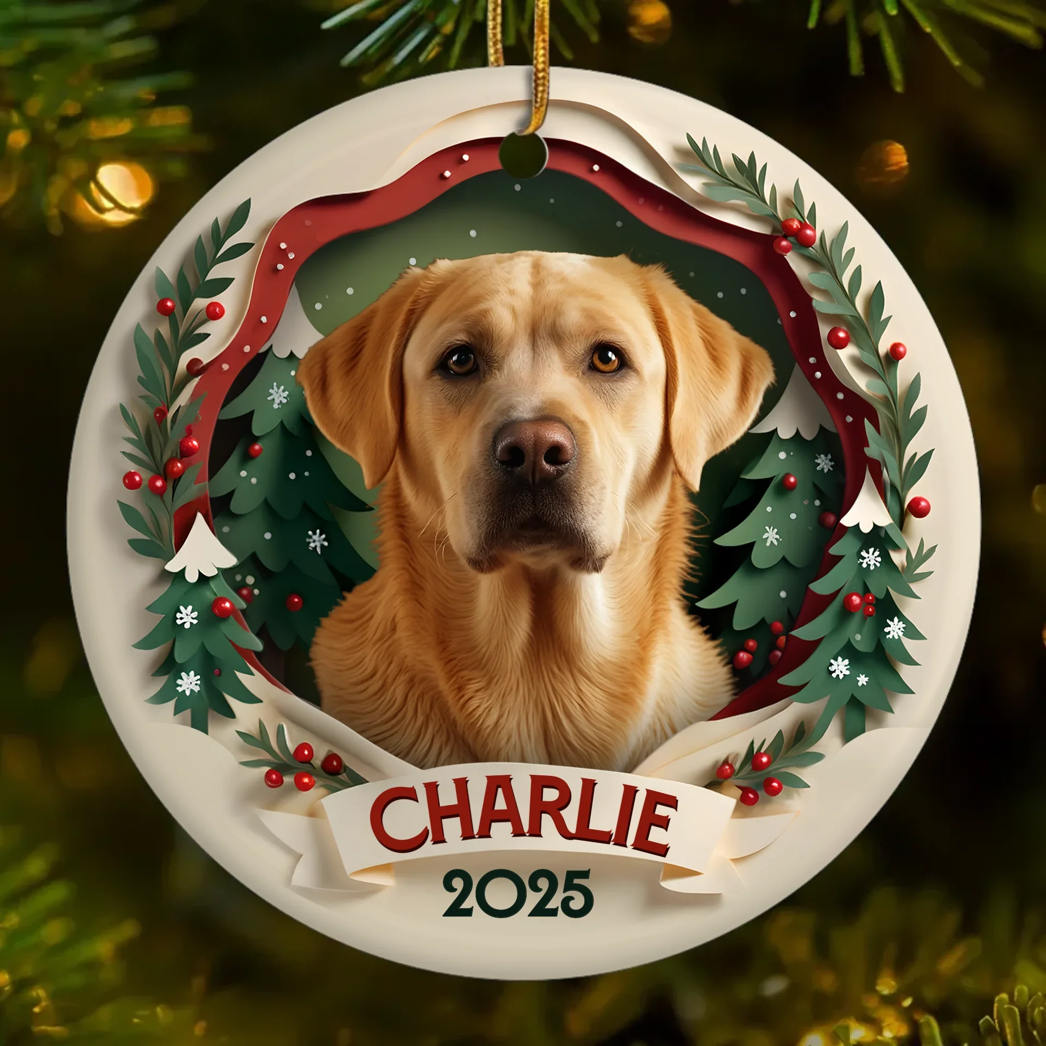 Custom Photo Ceramic Ornament - Personalized Pet Memorial Sympathy Gifts For Dogs, Cats - Forever In My Heart - Image 2