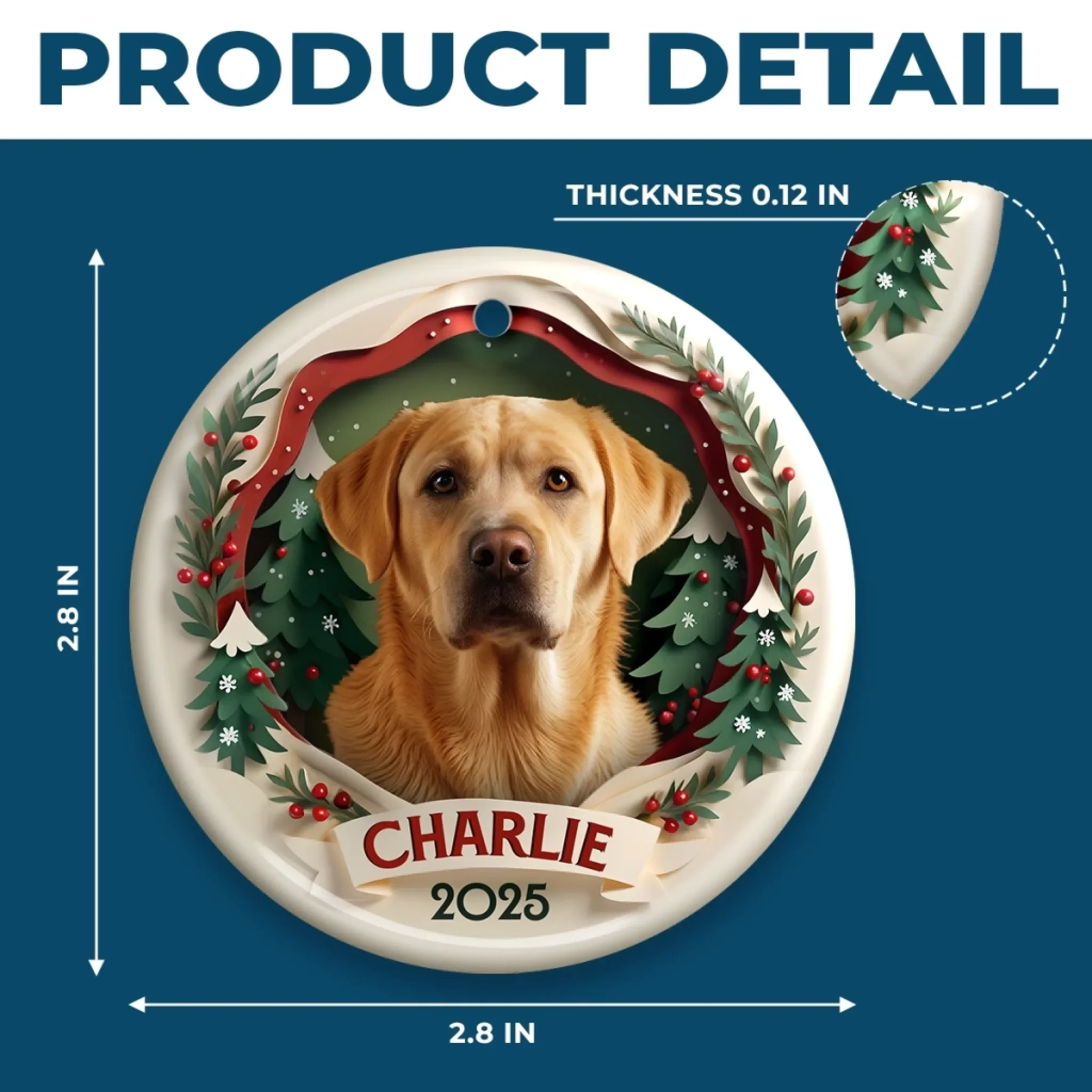 Custom Photo Ceramic Ornament - Personalized Pet Memorial Sympathy Gifts For Dogs, Cats - Forever In My Heart - Image 6