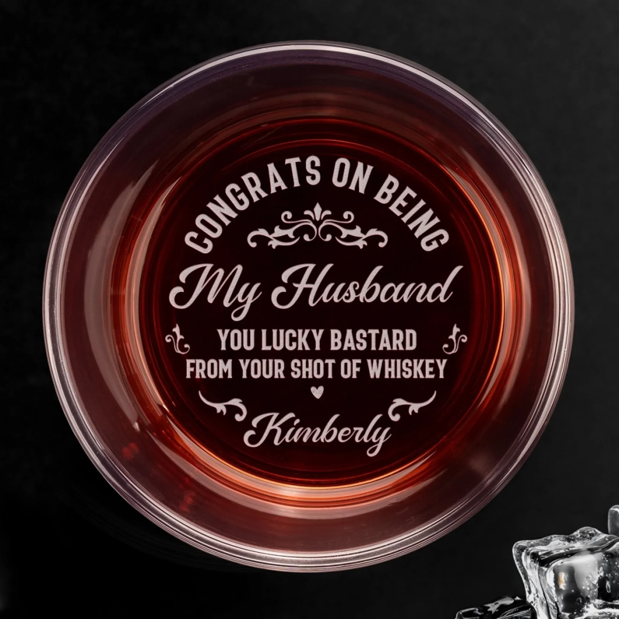 Custom Photo Cheers To The Man Who Won The Jackpot - Couple Personalized Custom Whiskey Glass With Bottom And Side Engraving - Gift For Husband Wife, Anniversary - Image 4