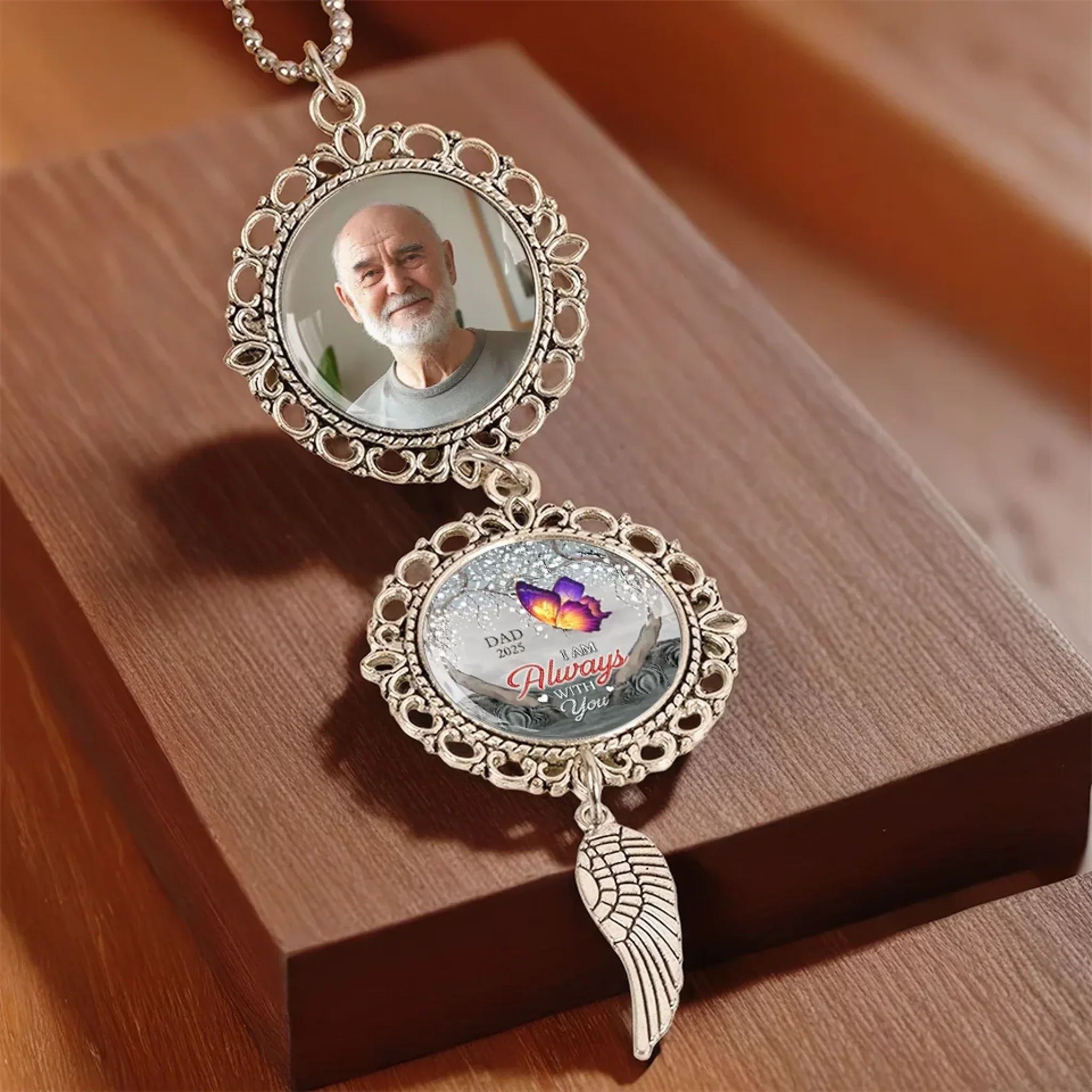 Custom Photo Cherish Memories That Connect Us All - Memorial Personalized Custom Metal Car Hanging Ornament With Charm - Sympathy Gift For Family Members - Image 4