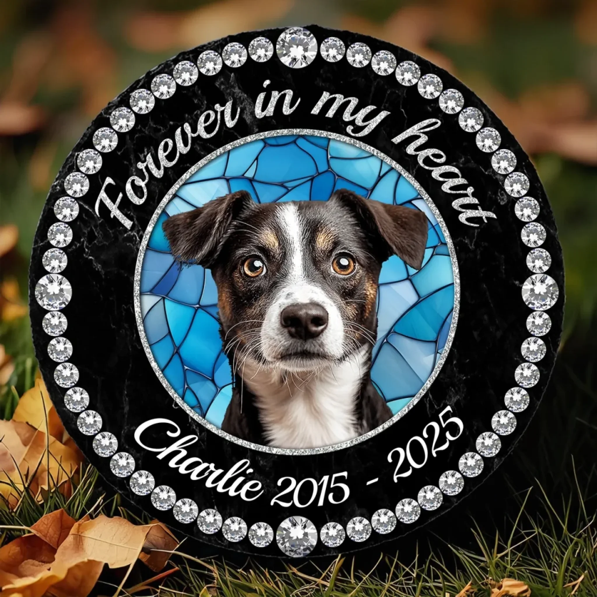 Custom Photo Cherished Forever, Loved Always - Memorial Personalized Custom Round Shaped Stone With Stand - Sympathy Gift For Pet Owners, Pet Lovers - Image 7
