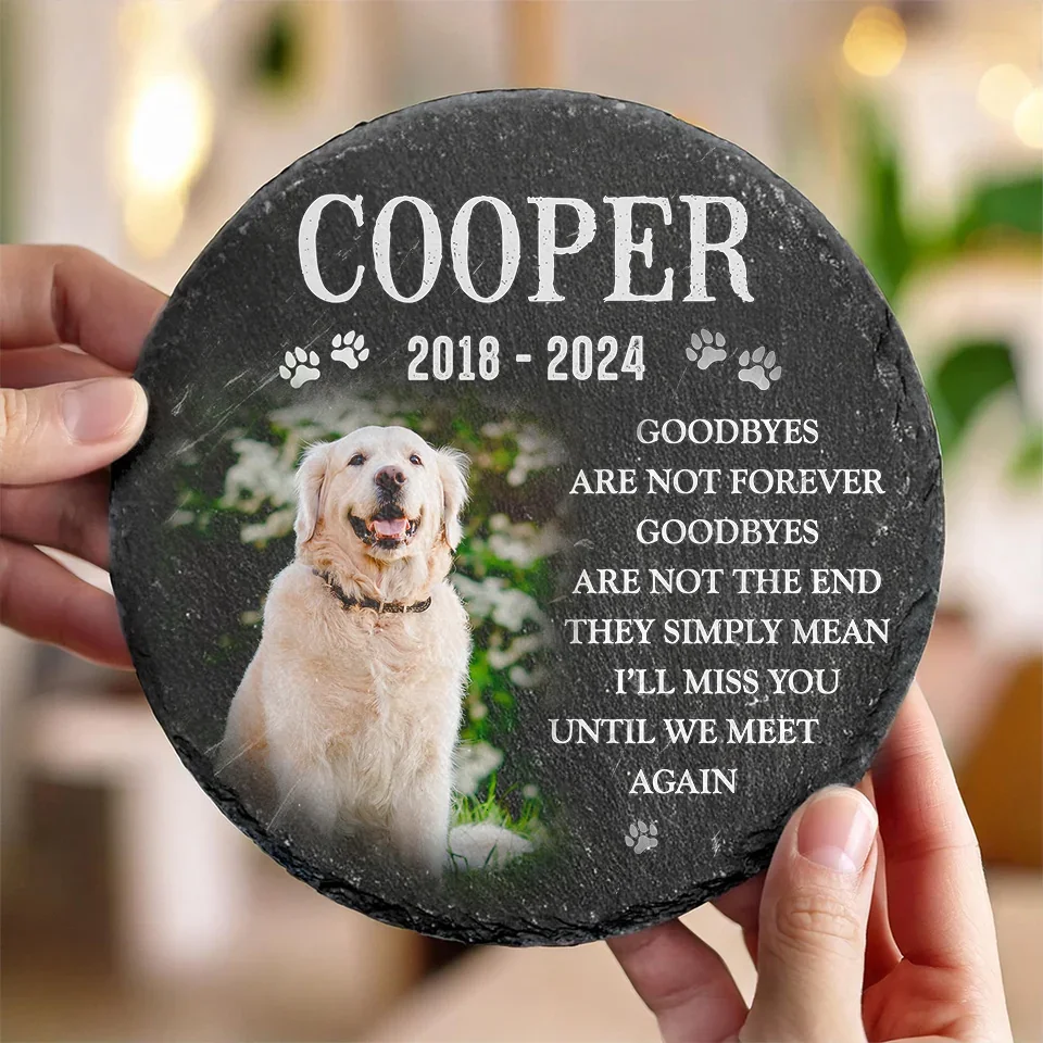 Custom Photo Cherished Friend, Faithful To The End - Memorial Personalized Custom Round Shaped Stone With Stand - Sympathy Gift For Pet Owners, Pet Lovers - Image 4