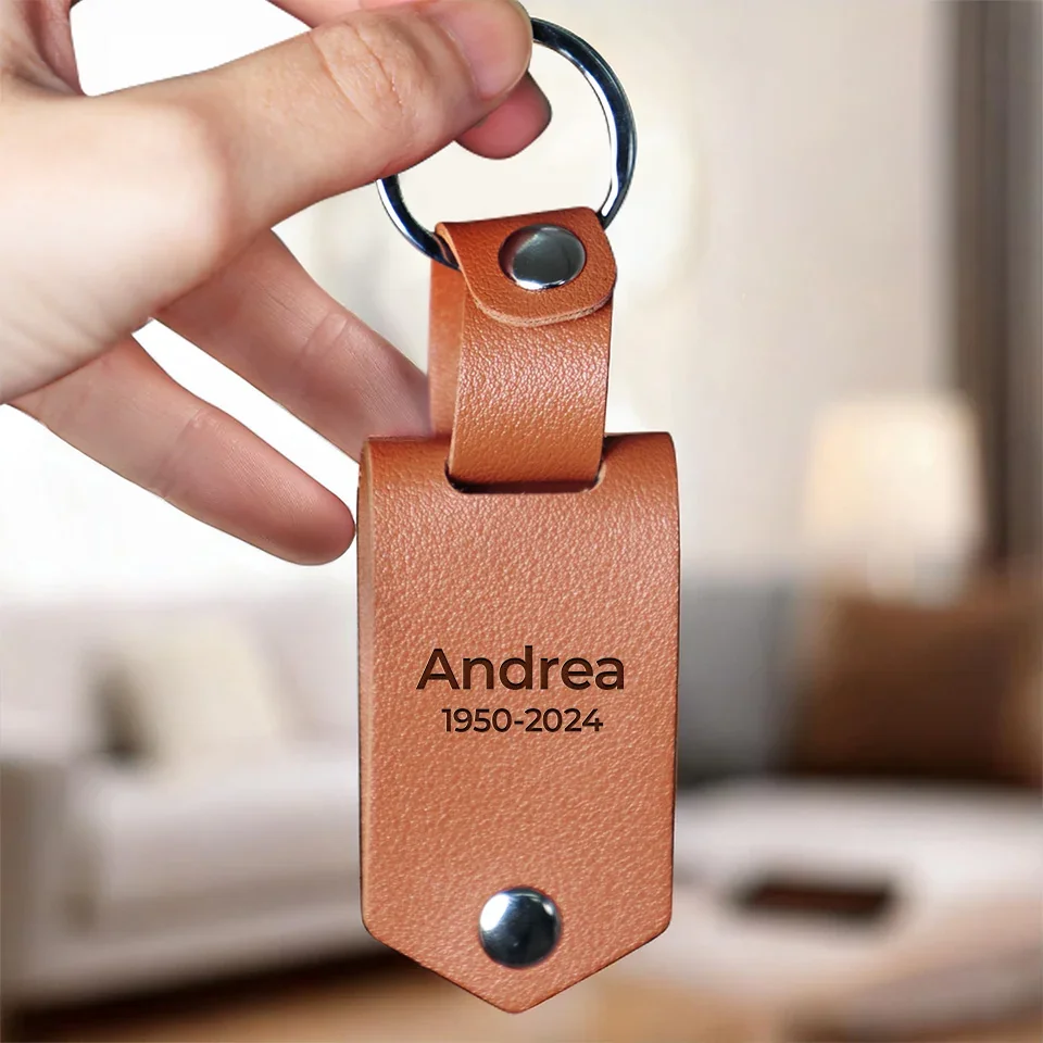 Custom Photo Cherished Memories, Lasting Forever - Memorial Personalized Custom Engraved Leather Keychain - Sympathy Gift For Family Members - Image 4