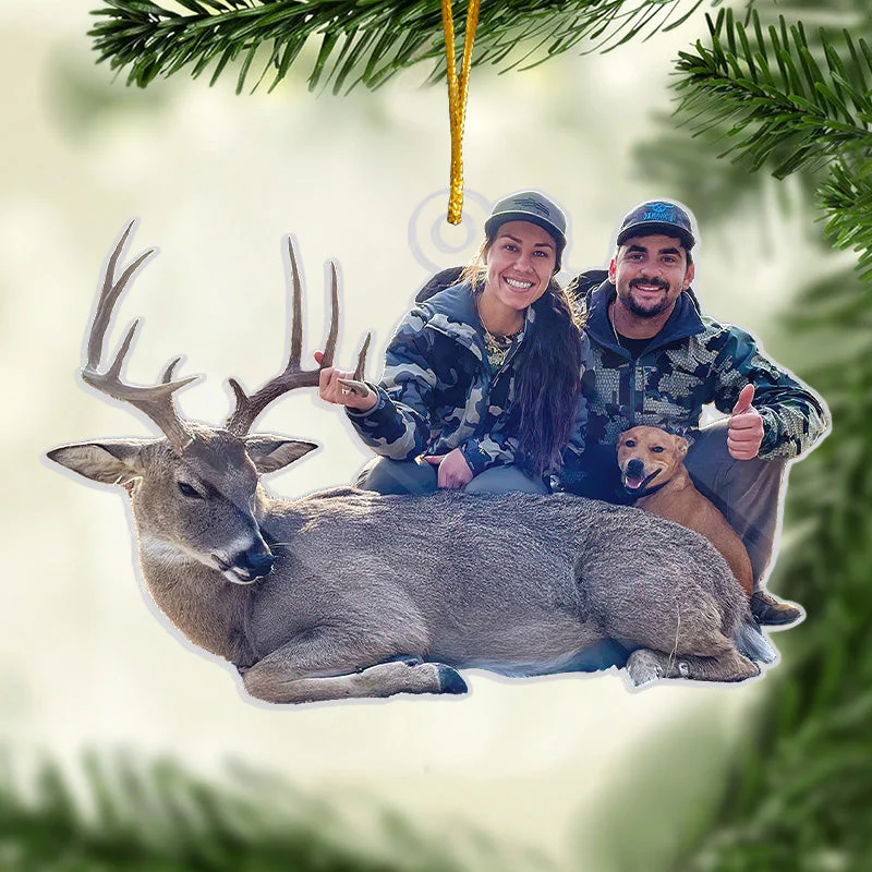 Custom Photo Christmas Brings Us Together - Hunting Personalized Custom Ornament - Acrylic Custom Shaped - Christmas Gift For Hunting Lovers - Image 2