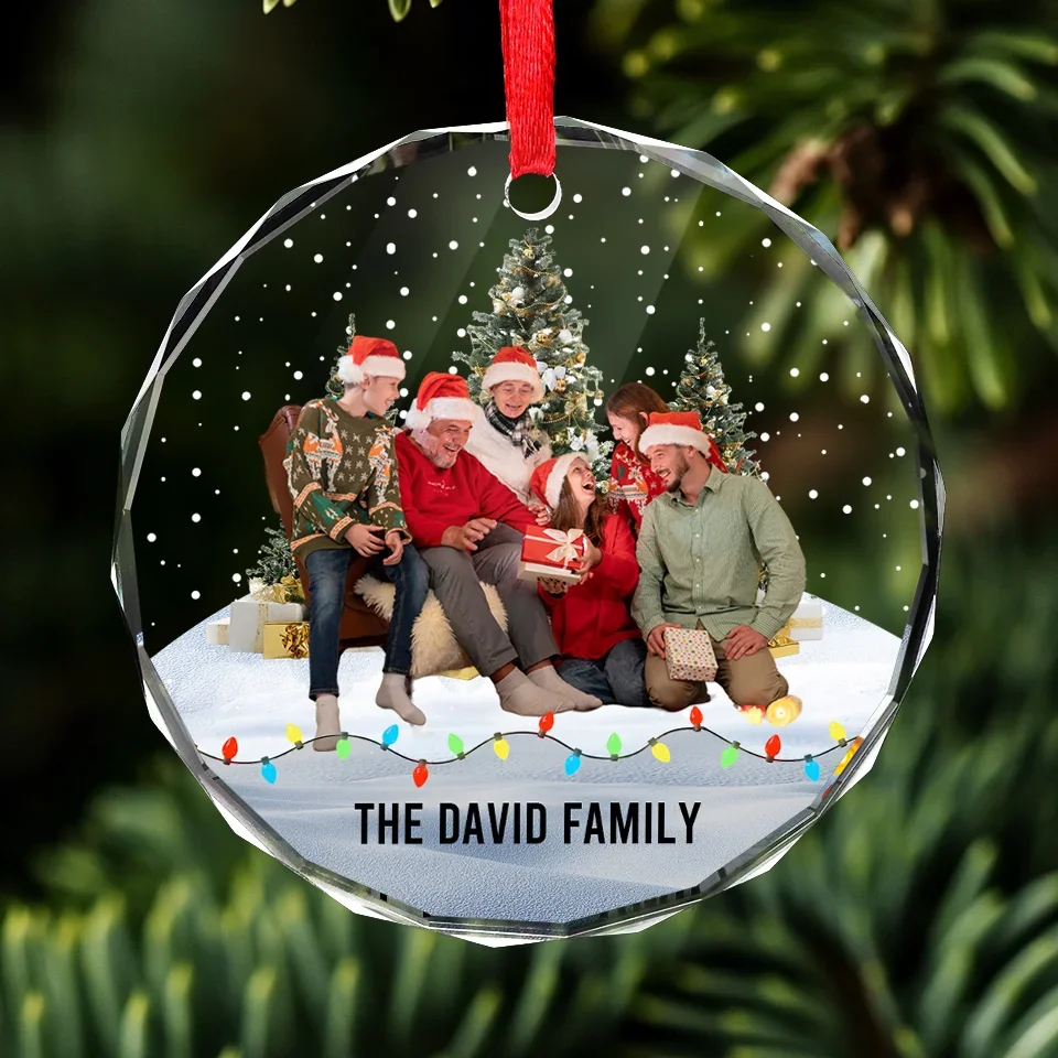 Custom Photo Christmas Is The Day That Holds All Time Together - Family Personalized Custom Circle Glass Ornament - Christmas Gift For Family Members - Image 3