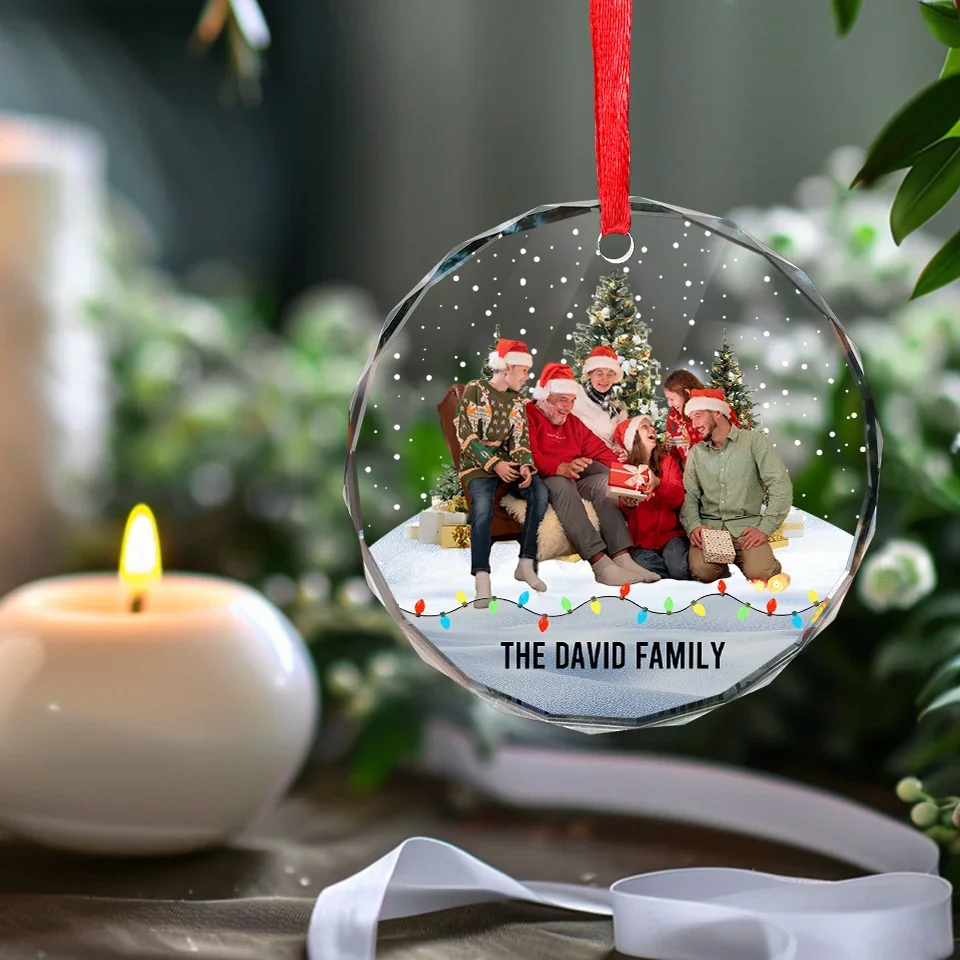 Custom Photo Christmas Is The Day That Holds All Time Together - Family Personalized Custom Circle Glass Ornament - Christmas Gift For Family Members - Image 4