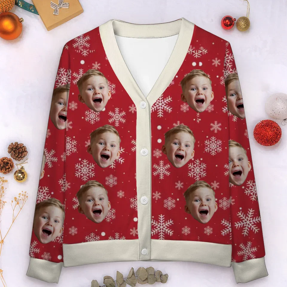 Custom Photo Christmas Is The Season Of Joy - Family Personalized Custom Ugly Christmas Cardigan - Christmas Gift For Family Members - Image 2