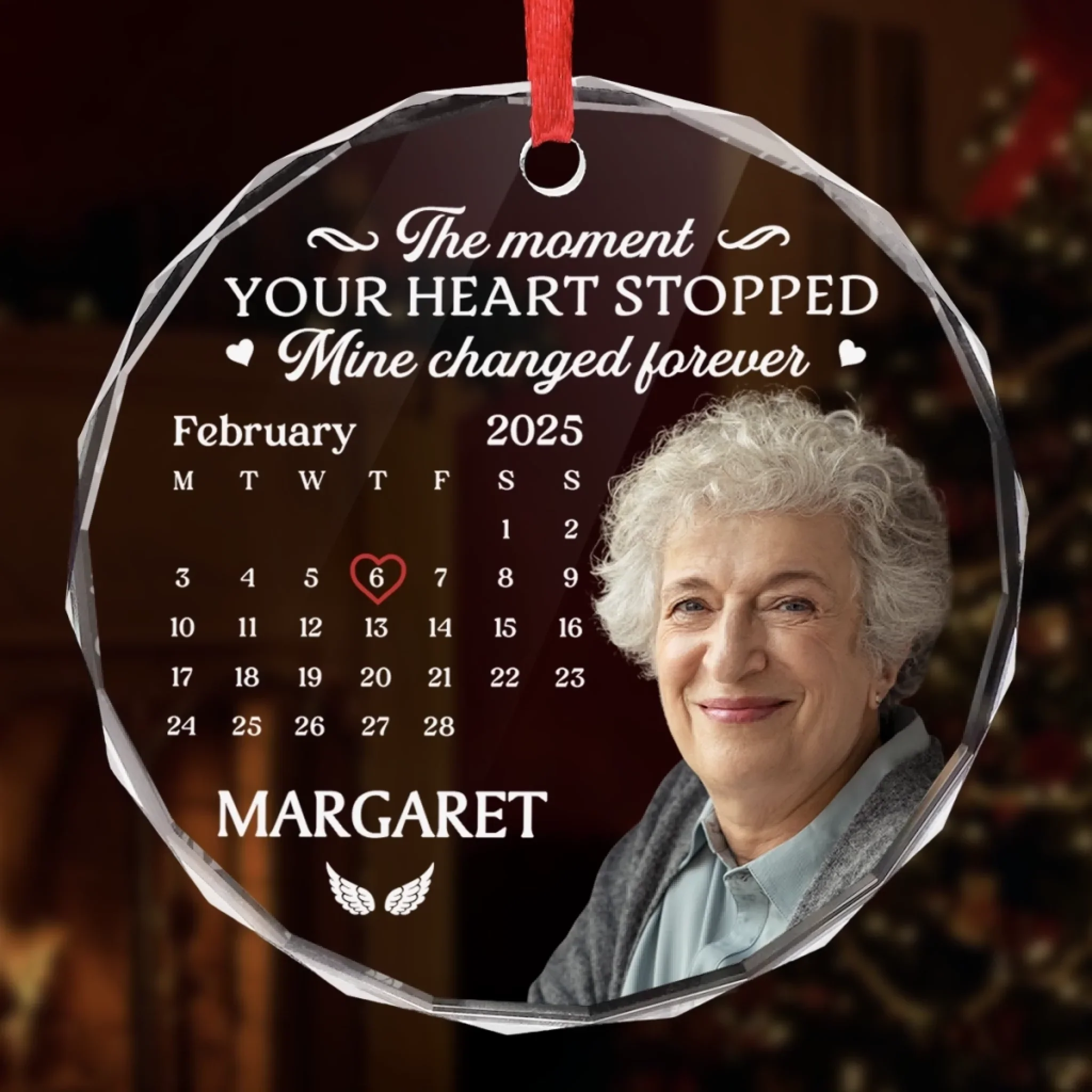 Custom Photo Circle Glass Ornament - Personalized Christmas Memorial Sympathy Gifts For Loss Of Mom, Dad - Missing You With Love - Image 3