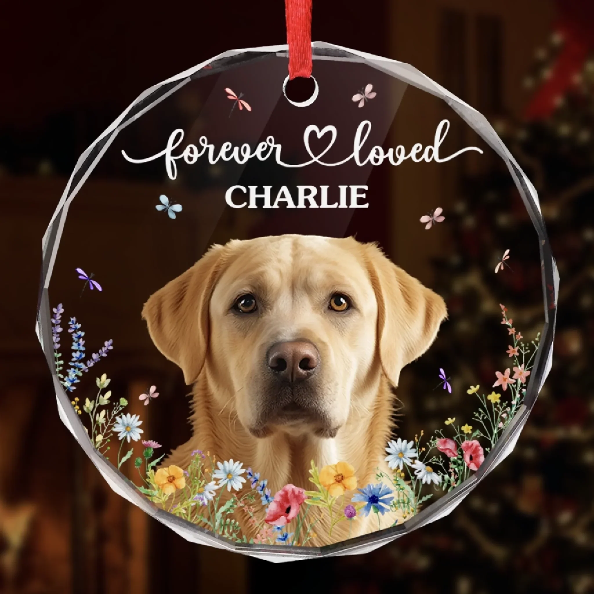 Custom Photo Circle Glass Ornament - Personalized Pet Christmas Memorial Sympathy Gifts For Dogs, Cats - Love That Never Fades - Image 4