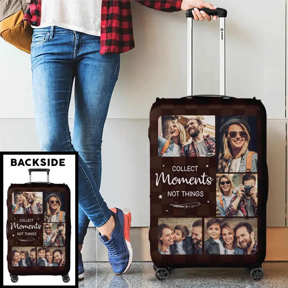 Custom Photo Collect Moments Not Things - Travel Personalized Custom Luggage Cover - Holiday Vacation Gift, Gift For Adventure Travel Lovers - Image 4