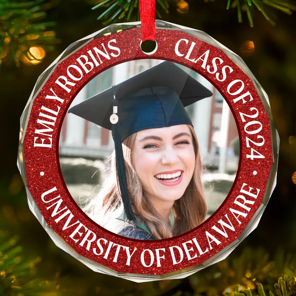 Custom Photo Congratulations On Your Graduation - Family Personalized Custom Circle Glass Ornament - Christmas Gift, Graduation Gift For Family Members, Siblings, Brothers, Sisters - Image 2