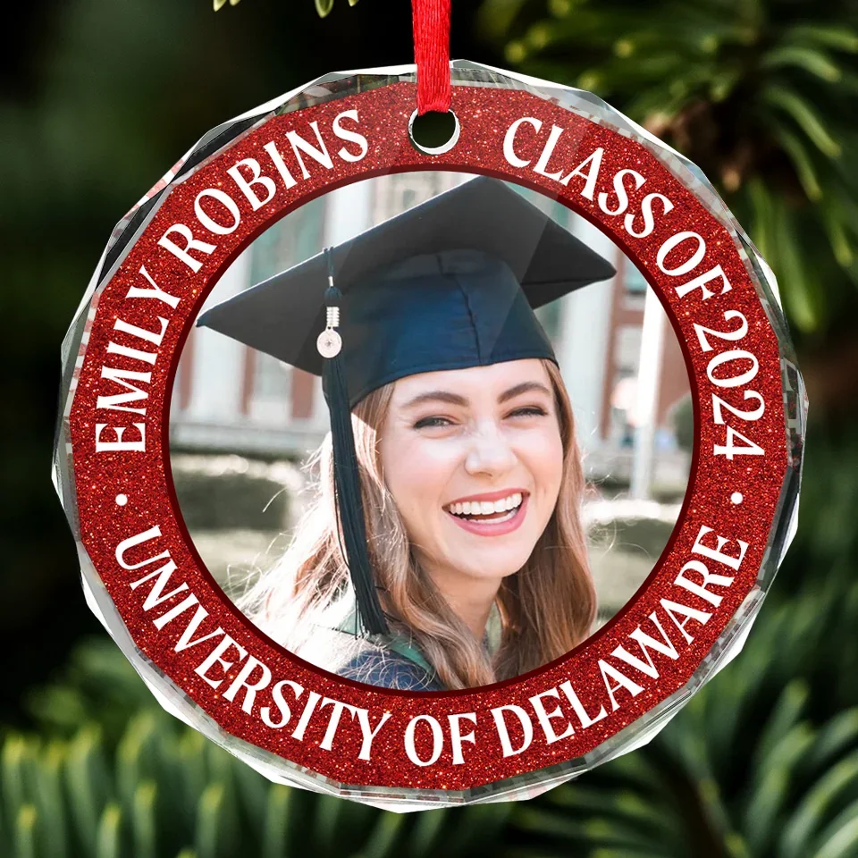 Custom Photo Congratulations On Your Graduation - Family Personalized Custom Circle Glass Ornament - Christmas Gift, Graduation Gift For Family Members, Siblings, Brothers, Sisters - Image 3