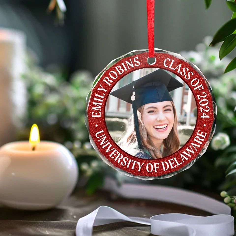 Custom Photo Congratulations On Your Graduation - Family Personalized Custom Circle Glass Ornament - Christmas Gift, Graduation Gift For Family Members, Siblings, Brothers, Sisters - Image 4