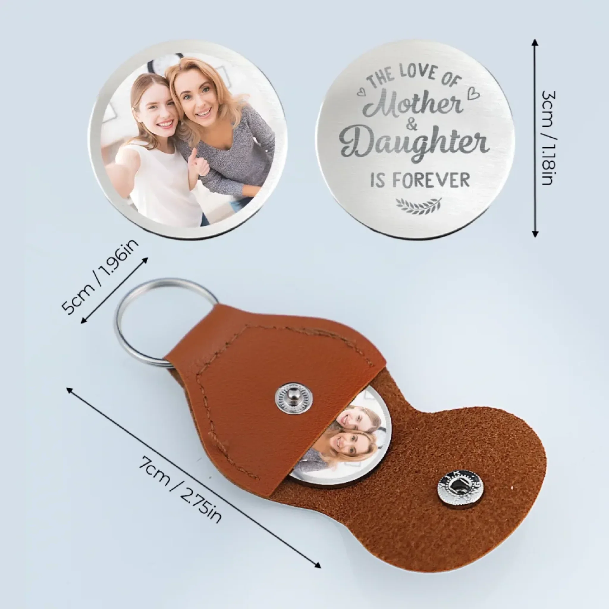 Custom Photo Connected By Heart, Always - Family Personalized Custom Pocket Hug - Mother's Day, Gift For Mom, Grandma - Image 6