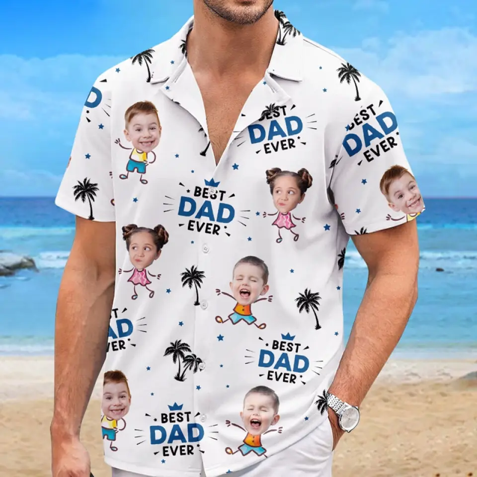 Custom Photo Coolest Dad On The Beach - Family Personalized Custom Unisex Tropical Hawaiian Aloha Shirt - Summer Vacation Gift, Gift For Dad - Image 4