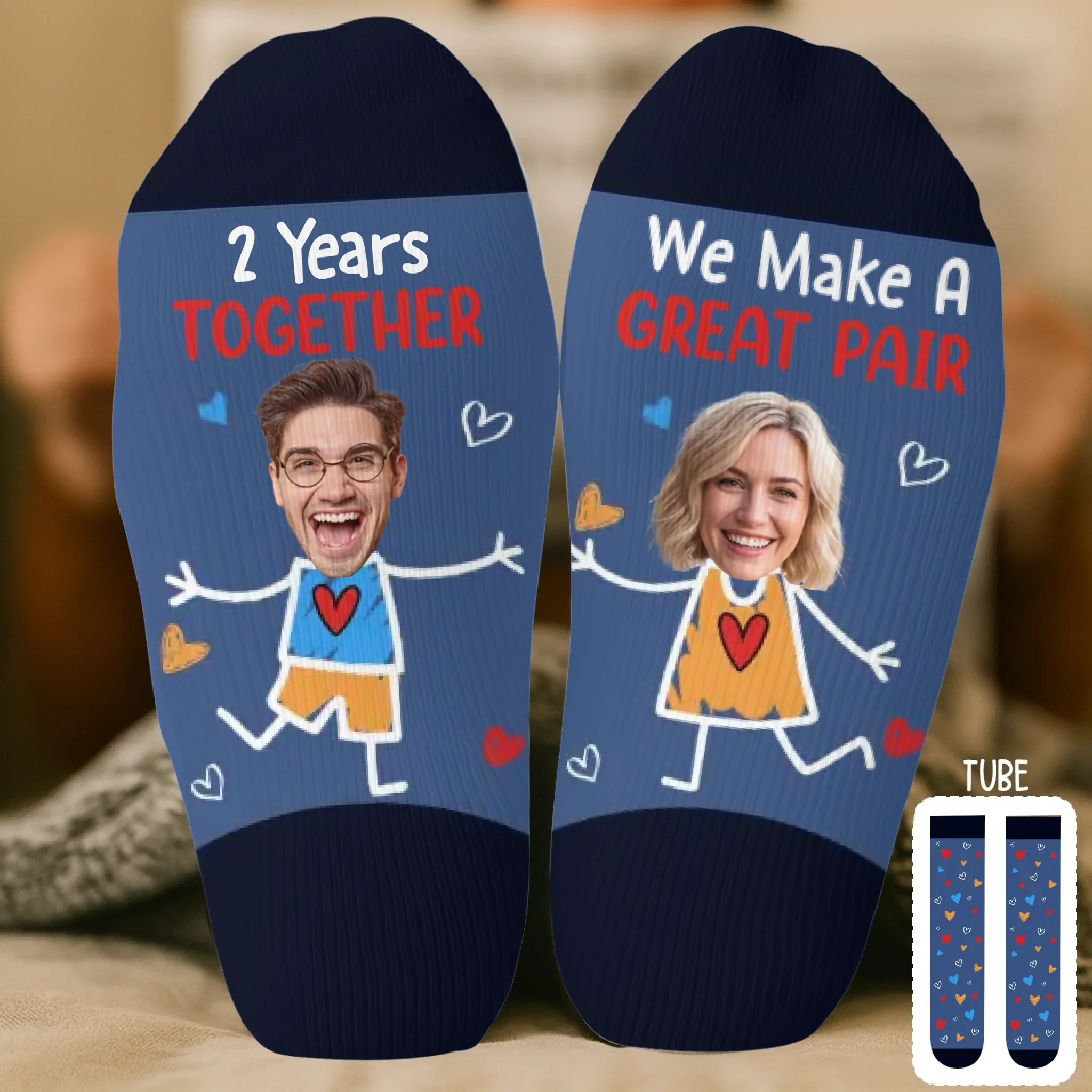 Custom Photo Crew Socks - Personalized Anniversary Wedding Gifts For Husband And Wife, Him And Her - You Make Life Kinder - Image 2